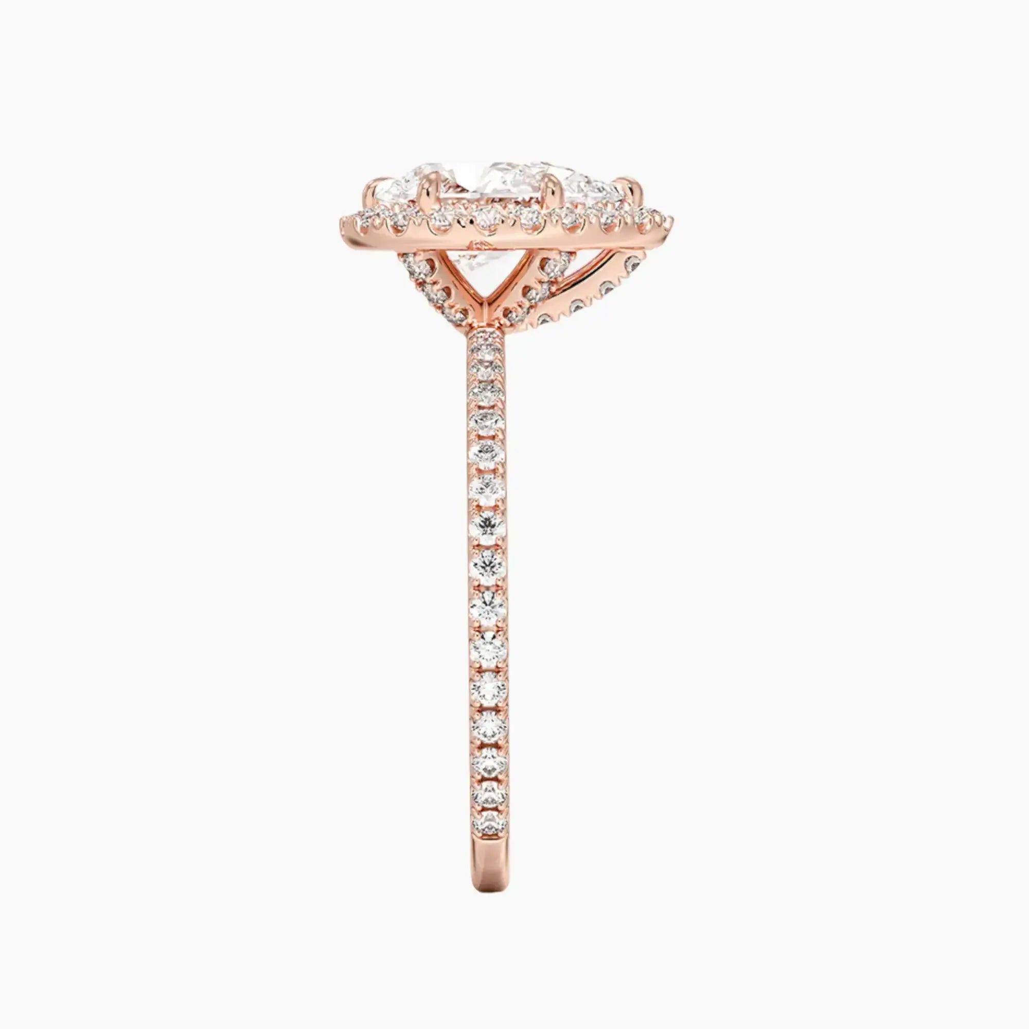 Cassiopeia Pave Pear Hidden Halo 1.5 Carat Lab Grown Diamond Engagement Ring in 18K Yellow Gold