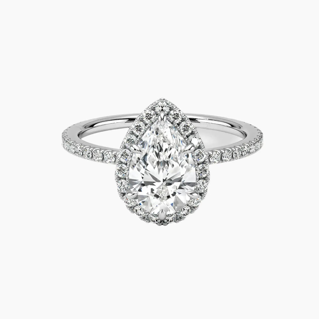 Cassiopeia Pave Pear Hidden Halo 1.5 Carat Lab Grown Diamond Engagement Ring in 14K Rose Gold