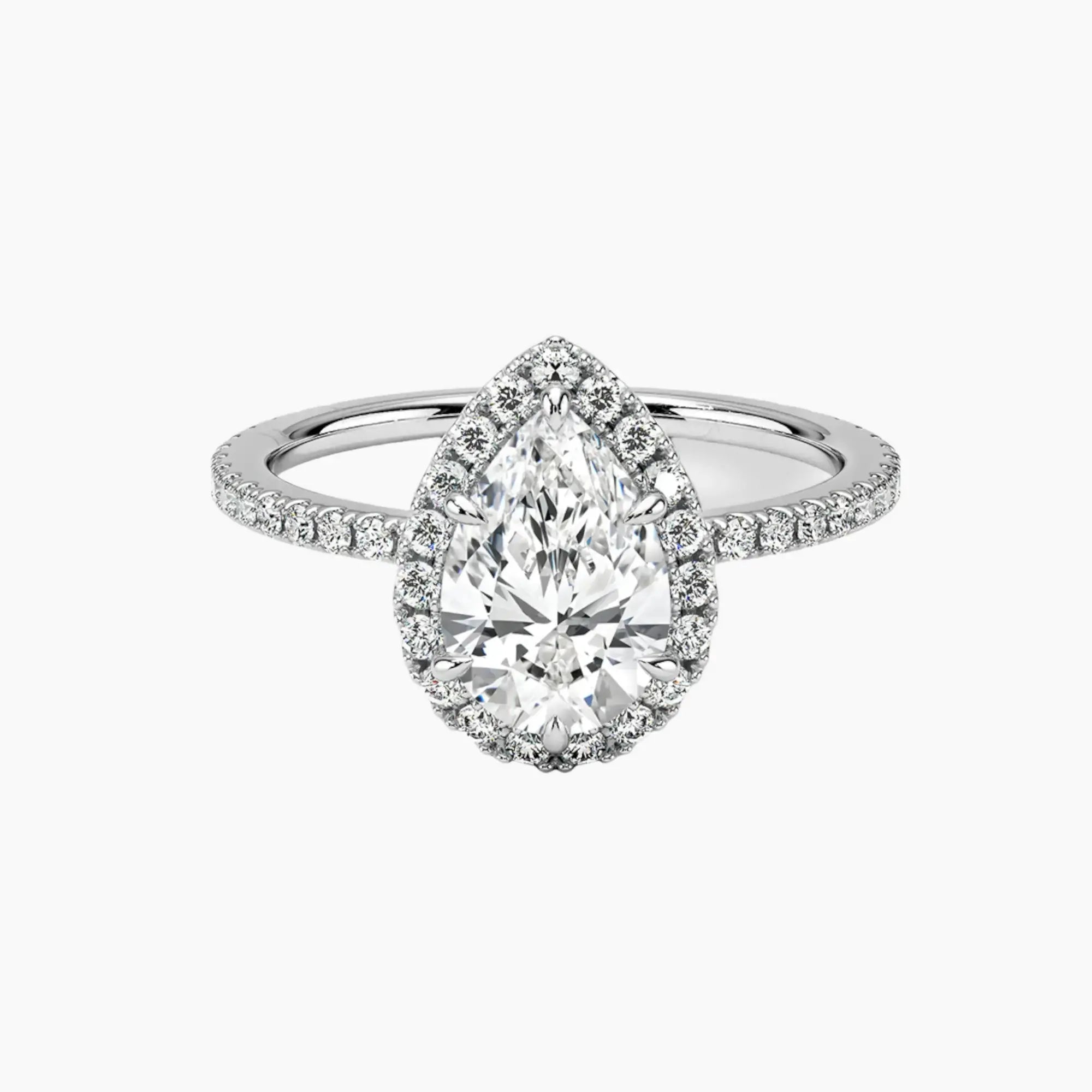 Cassiopeia Pave Pear Hidden Halo Diamond Ring Setting in 18K Rose Gold