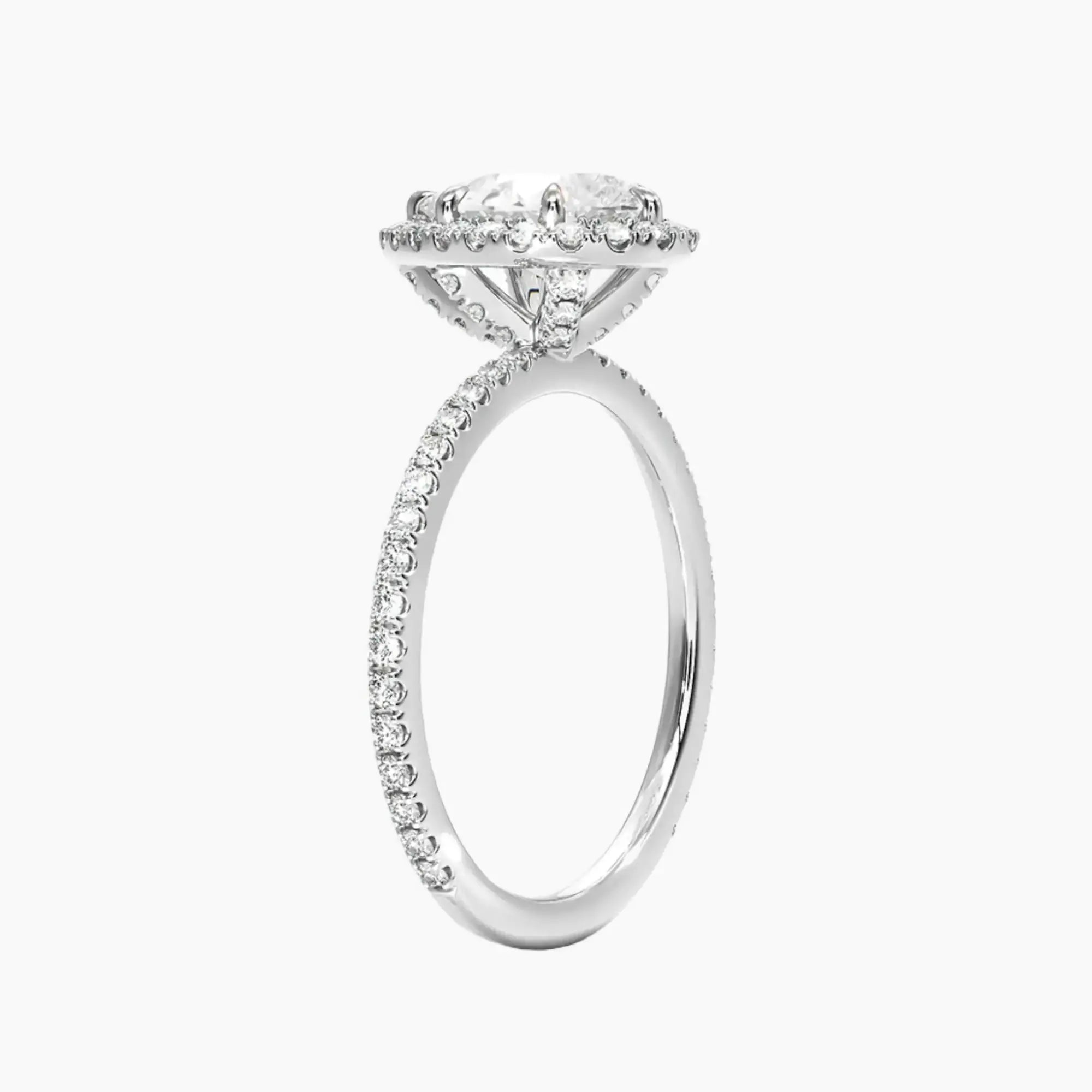 Cassiopeia Pave Pear Hidden Halo 2 Carat Lab Grown Diamond Engagement Ring in 14K White Gold