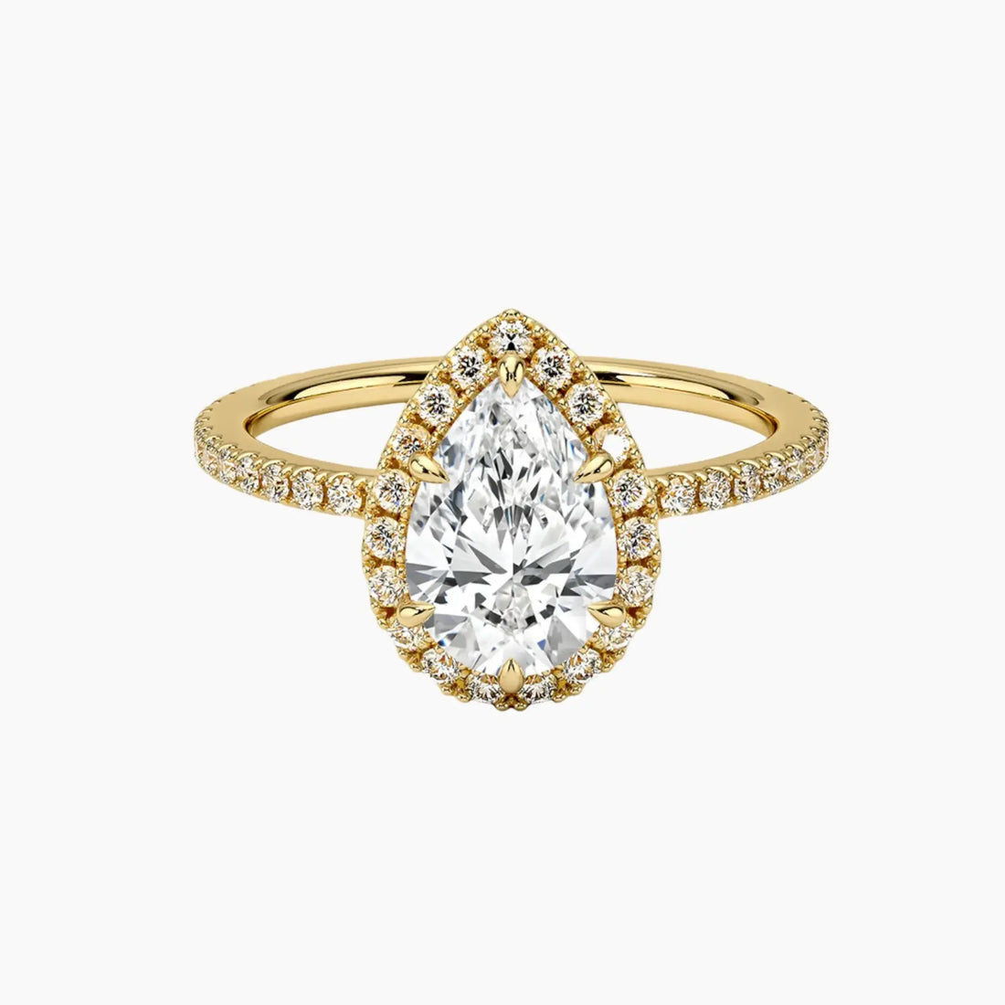 Cassiopeia Pave Pear Hidden Halo Diamond Ring Setting in 14K Rose Gold