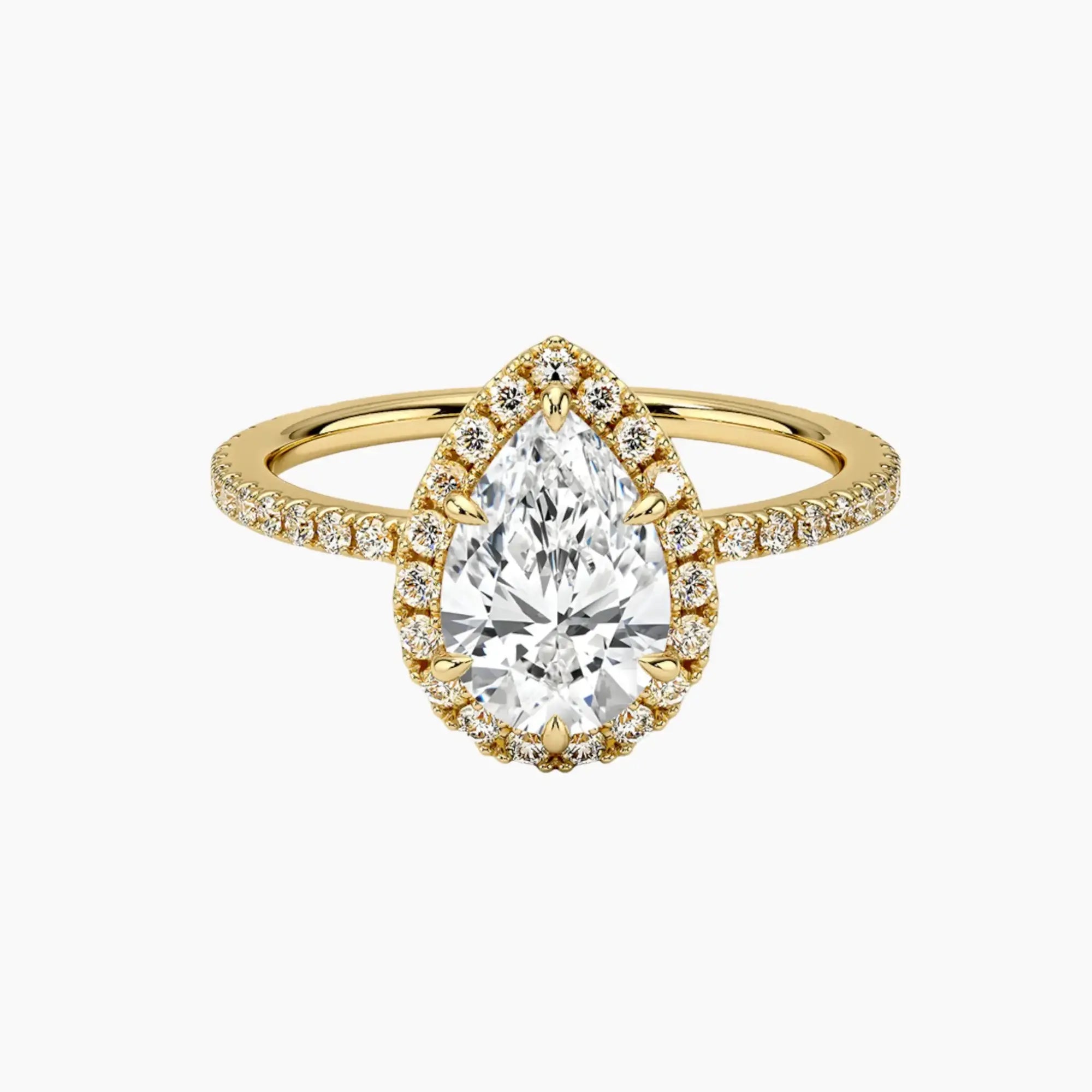 Cassiopeia Pave Pear Hidden Halo 1.5 Carat Lab Grown Diamond Engagement Ring in 18K Rose Gold
