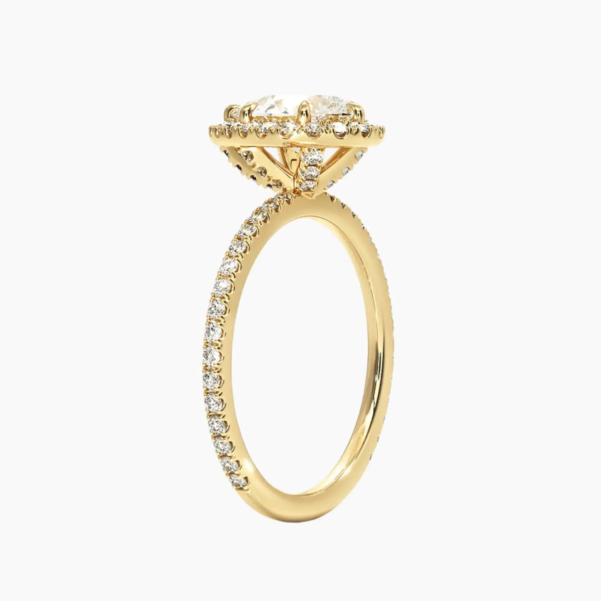 Cassiopeia Pave Pear Hidden Halo 1.5 Carat Lab Grown Diamond Engagement Ring in 18K Rose Gold