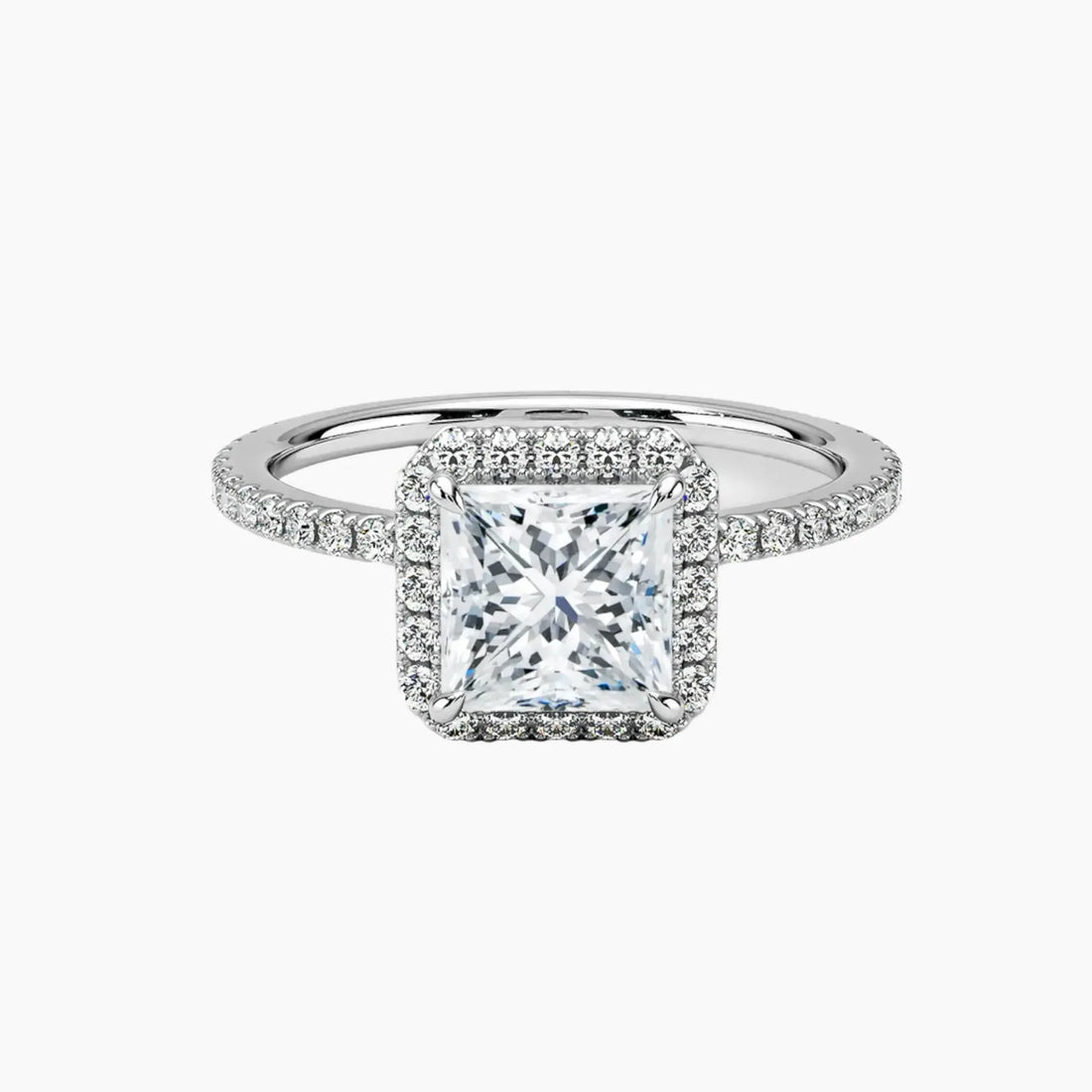 Cassiopeia Pave Princess Hidden Halo 2.5 Carat Lab Grown Diamond Engagement Ring in 14K Yellow Gold