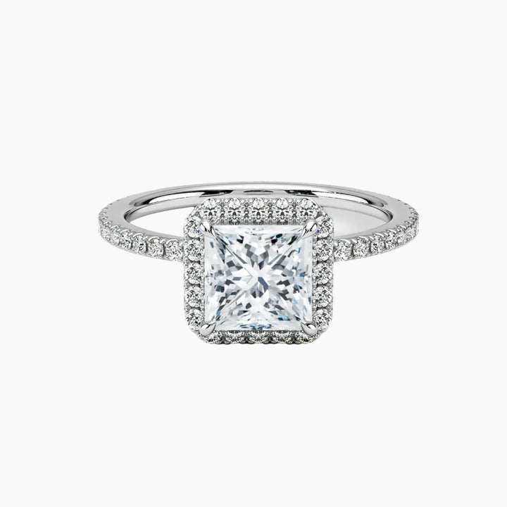 Cassiopeia Pave Princess Hidden Halo 2 Carat Lab Grown Diamond Engagement Ring in 18K White Gold