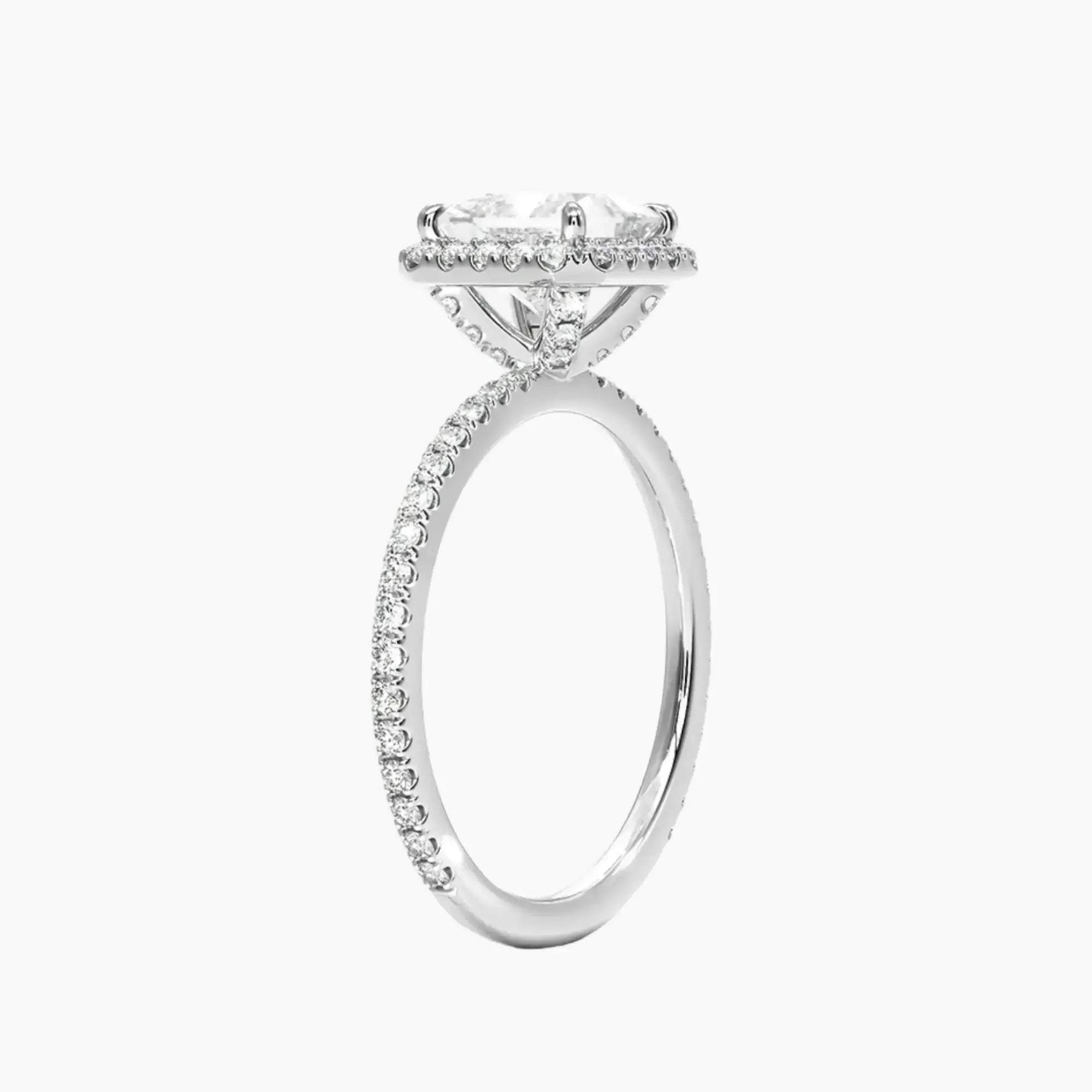 Cassiopeia Pave Princess Hidden Halo 2 Carat Lab Grown Diamond Engagement Ring in 14K Yellow Gold