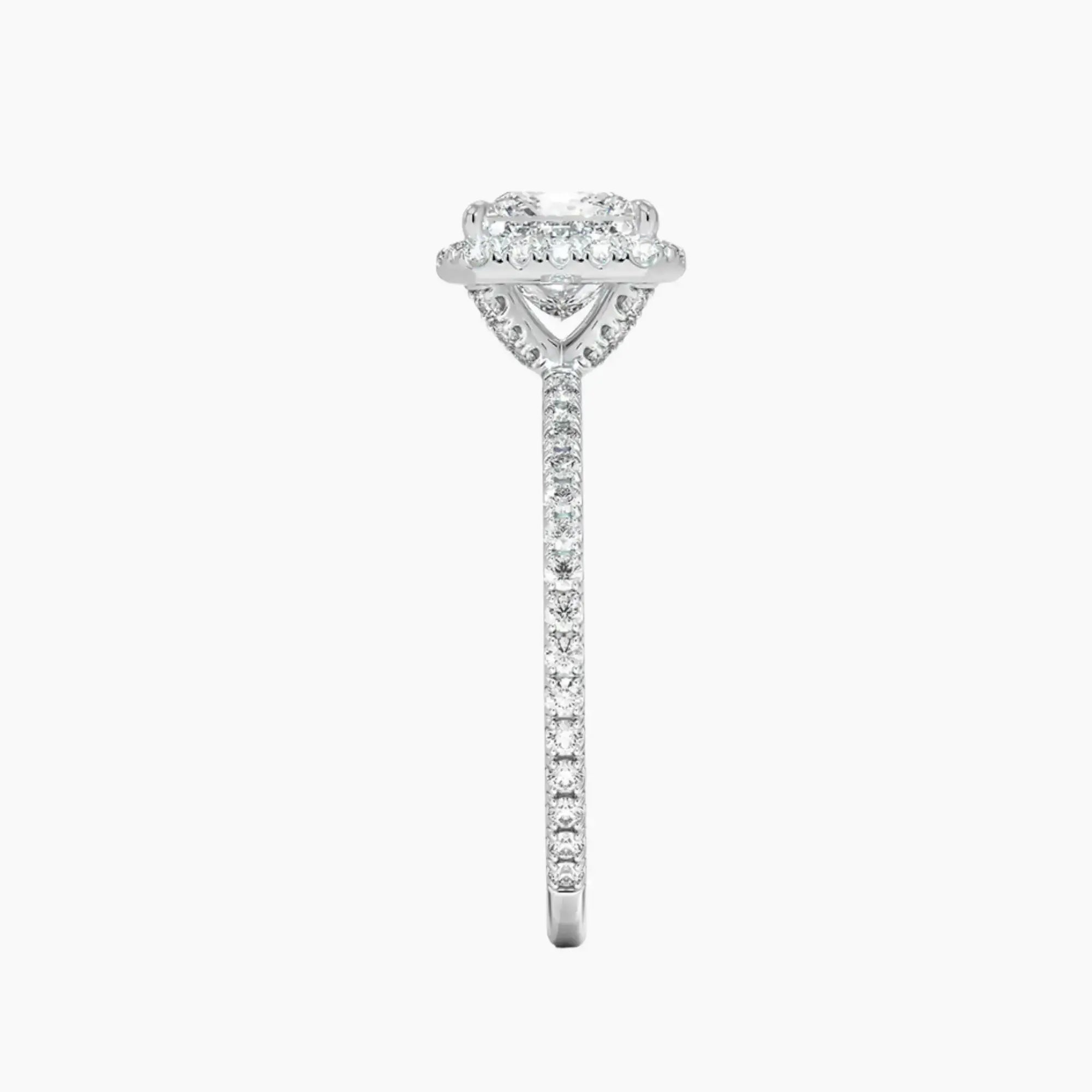 Cassiopeia Pave Princess Hidden Halo Diamond Ring Setting in 14K Yellow Gold