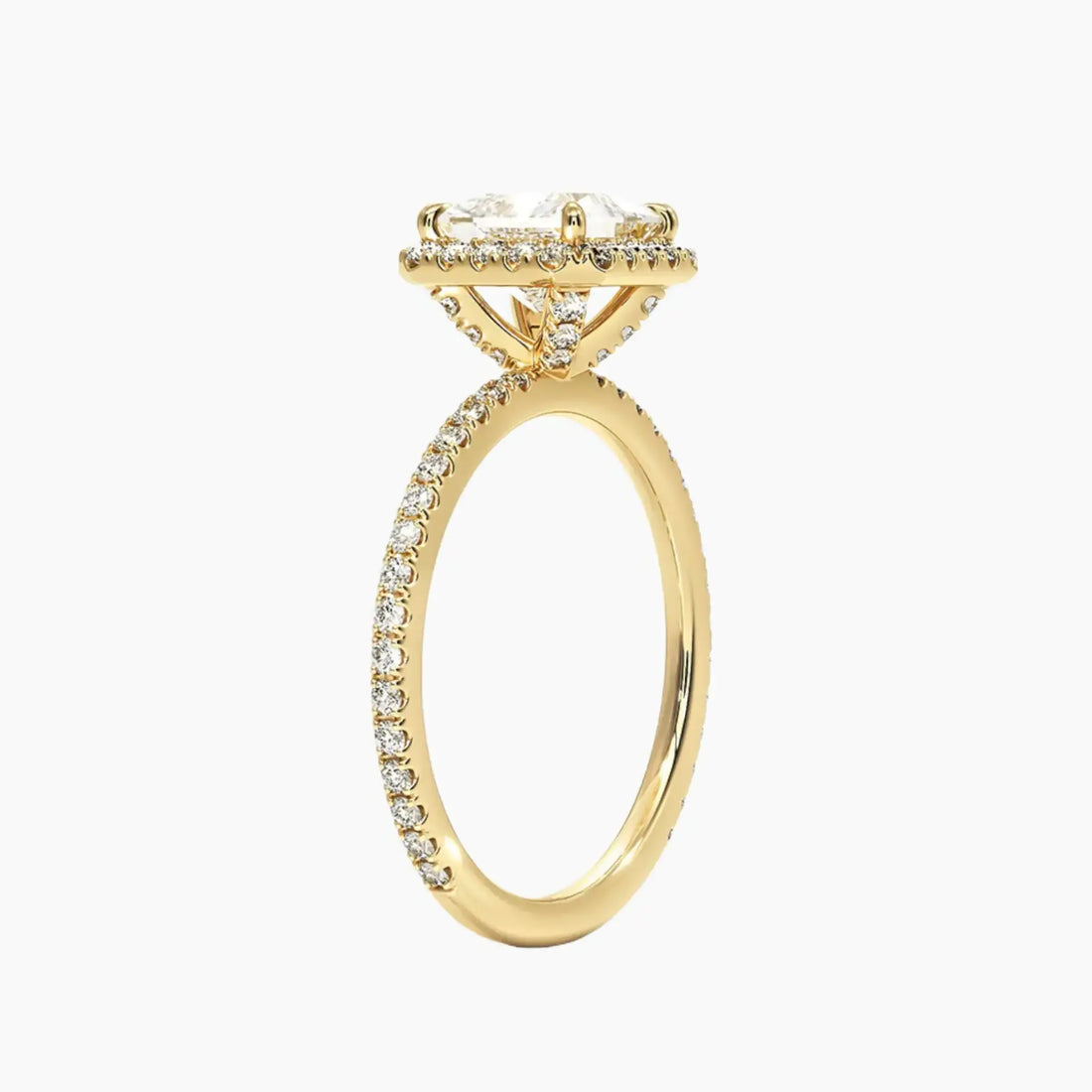 Cassiopeia Pave Princess Hidden Halo 3 Carat Lab Grown Diamond Engagement Ring in 18K Rose Gold