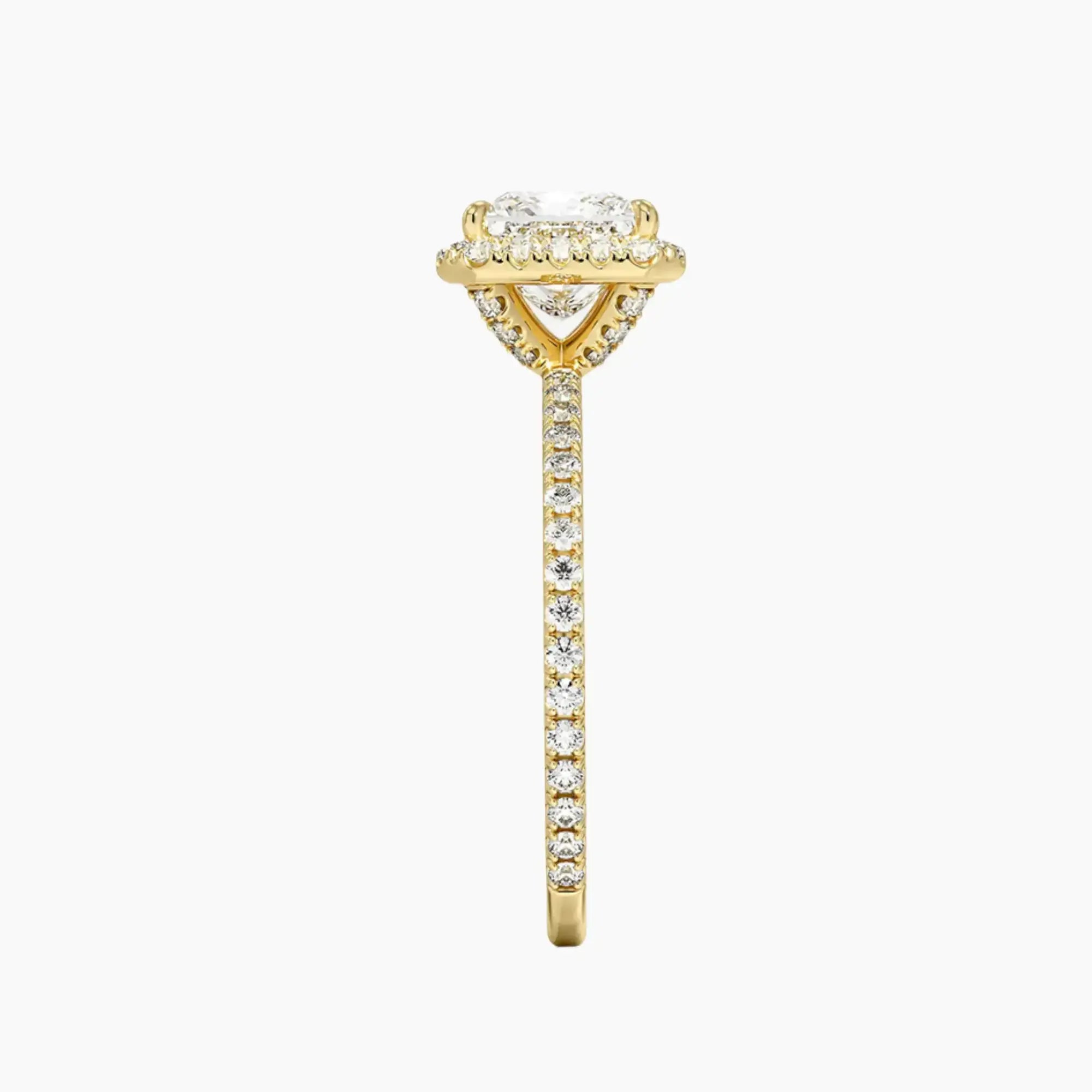Cassiopeia Pave Princess Hidden Halo 2 Carat Lab Grown Diamond Engagement Ring in 14K Yellow Gold