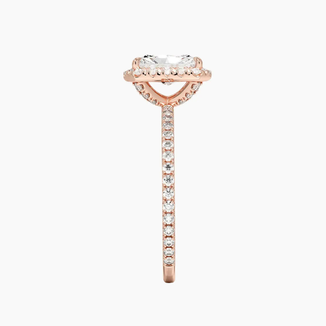 Cassiopeia Pave Radiant Hidden Halo 3 Carat Lab Grown Diamond Engagement Ring in 18K White Gold
