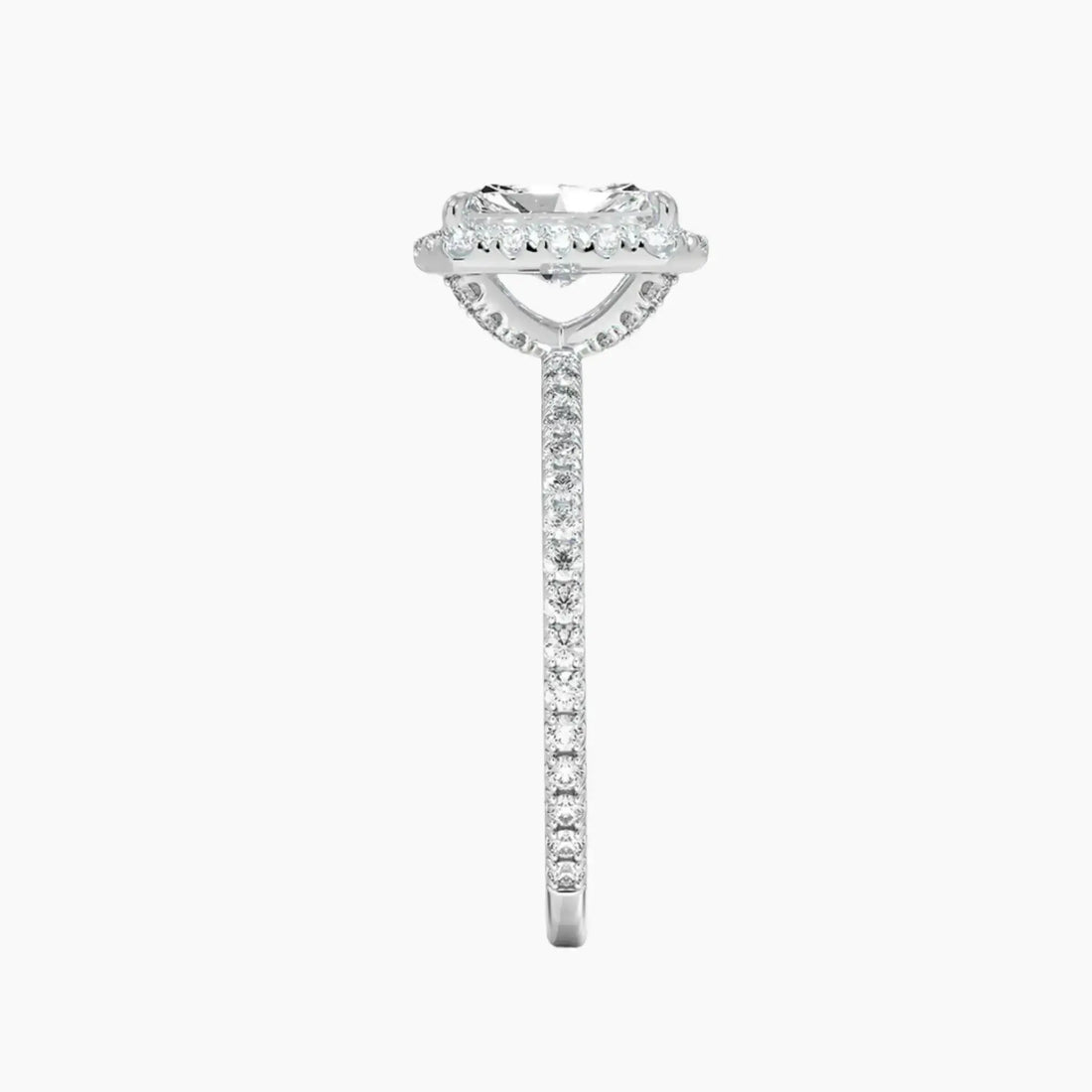 Cassiopeia Pave Radiant Hidden Halo 3 Carat Lab Grown Diamond Engagement Ring in 18K White Gold