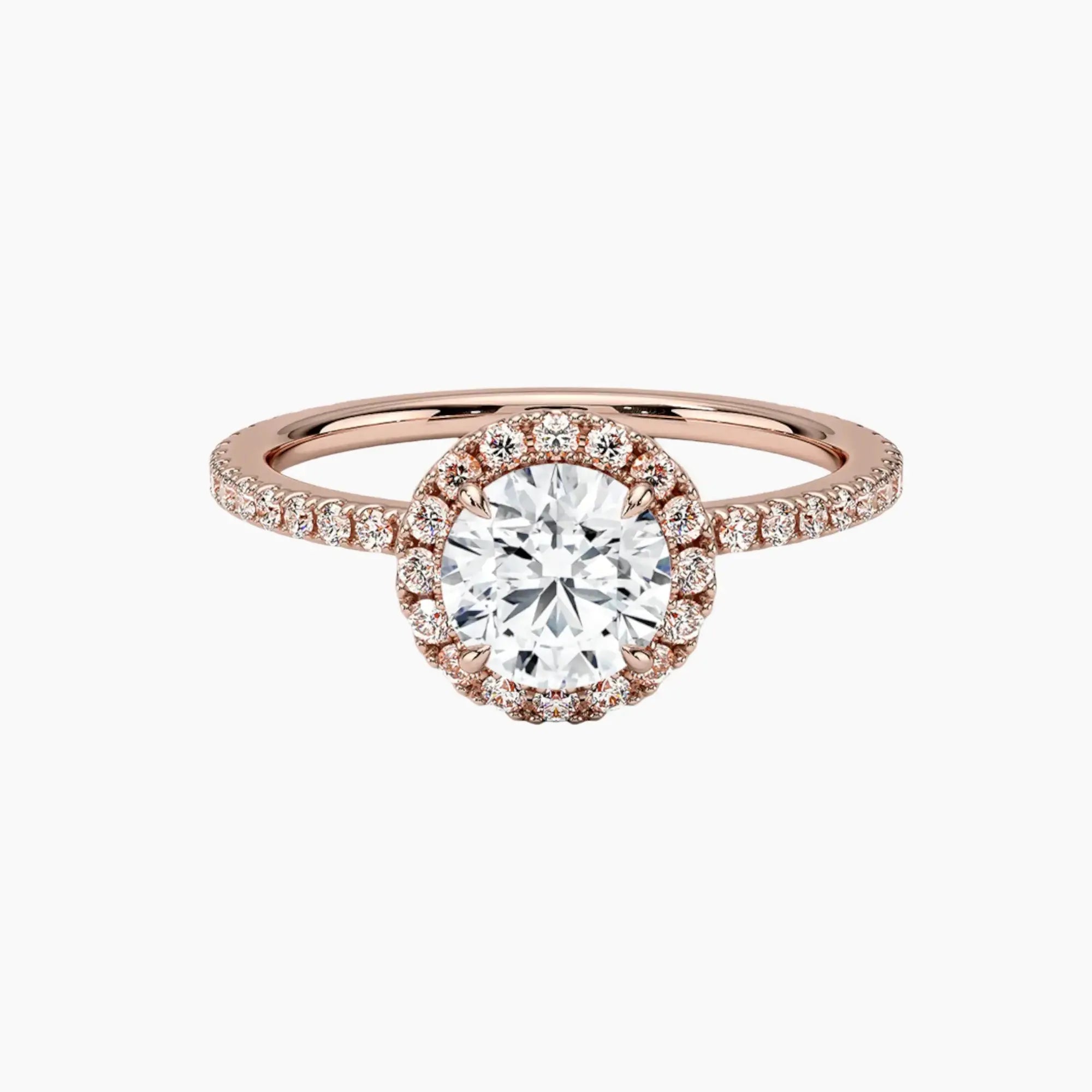 Cassiopeia Pave Round Hidden Halo Diamond Ring Setting in 18K Rose Gold