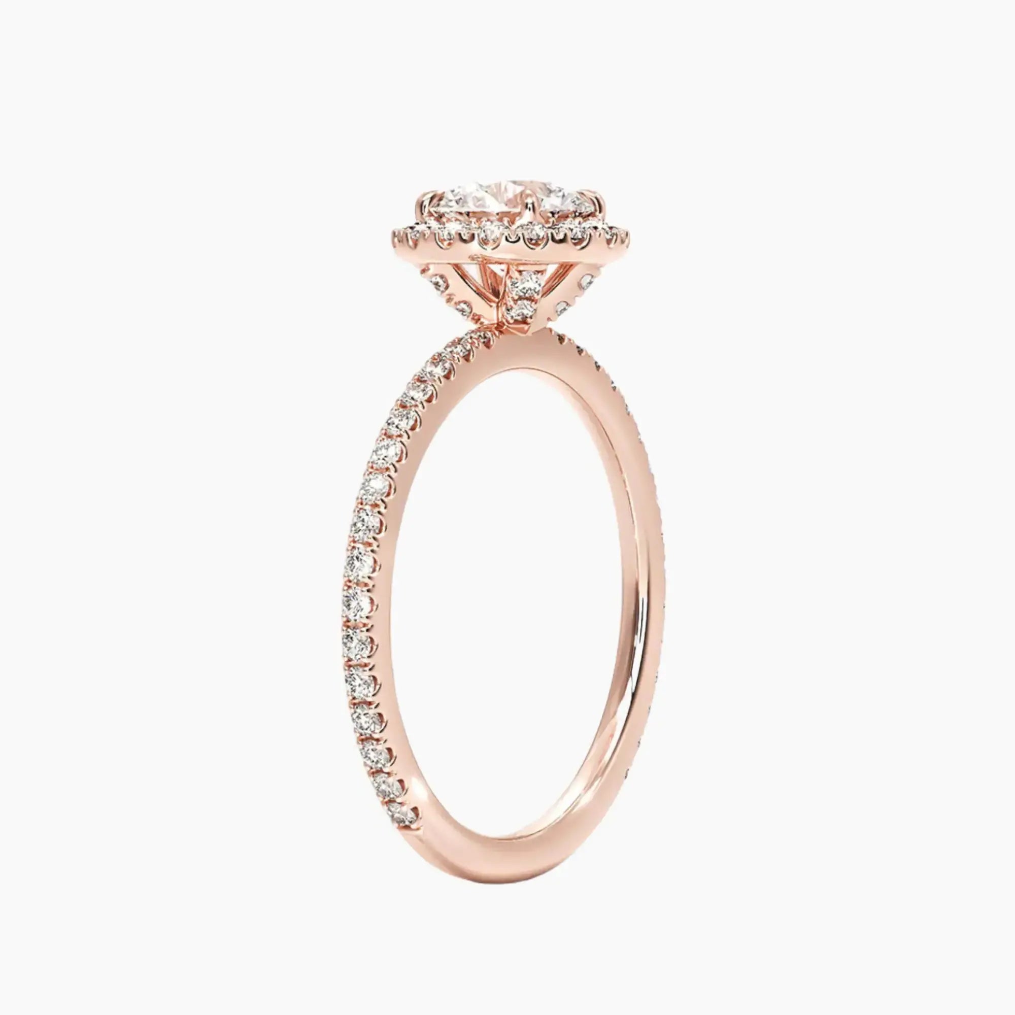 Cassiopeia Pave Round Hidden Halo Diamond Ring Setting in 14K Yellow Gold