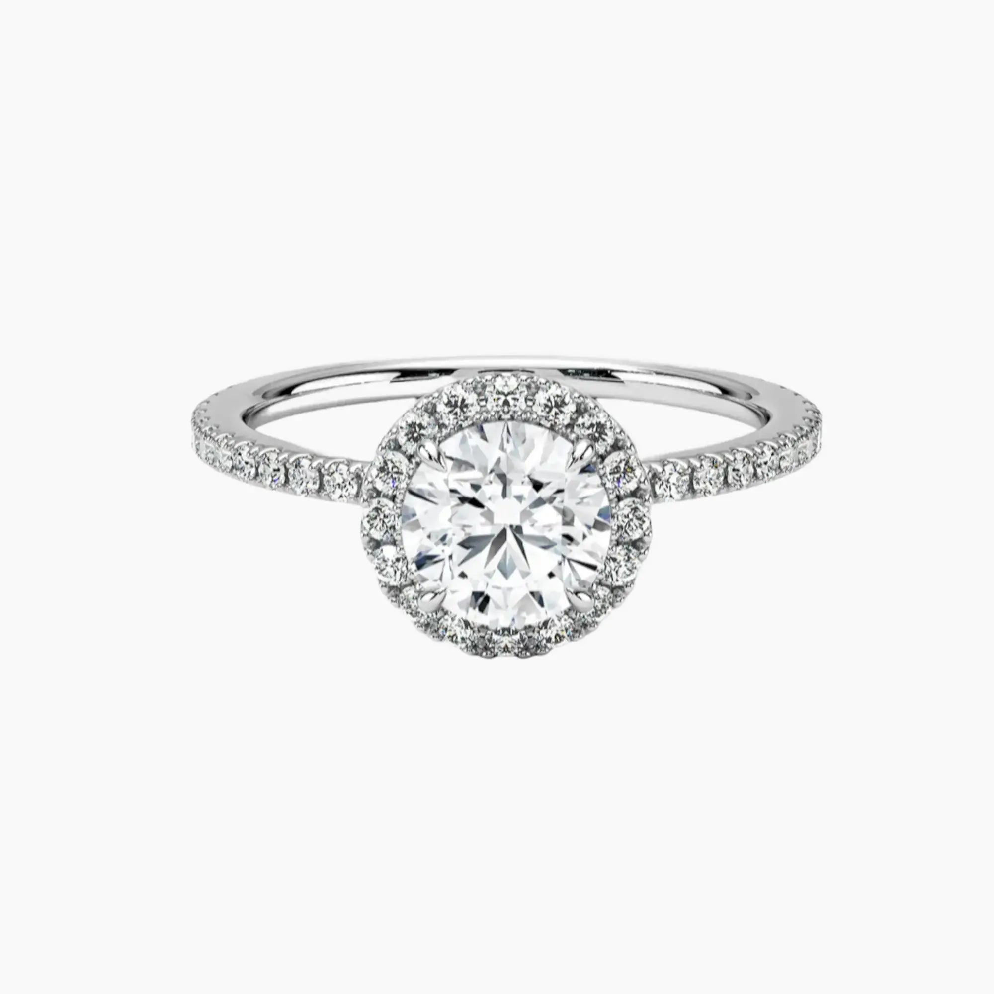 Cassiopeia Pave Round Hidden Halo 3 Carat Lab Grown Diamond Engagement Ring in 14K White Gold