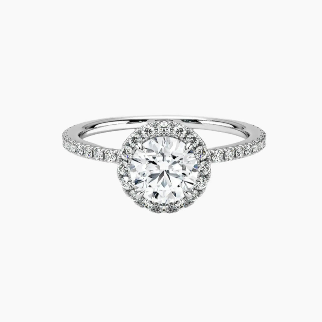 Cassiopeia Pave Round Hidden Halo 2 Carat Lab Grown Diamond Engagement Ring in 14K Rose Gold
