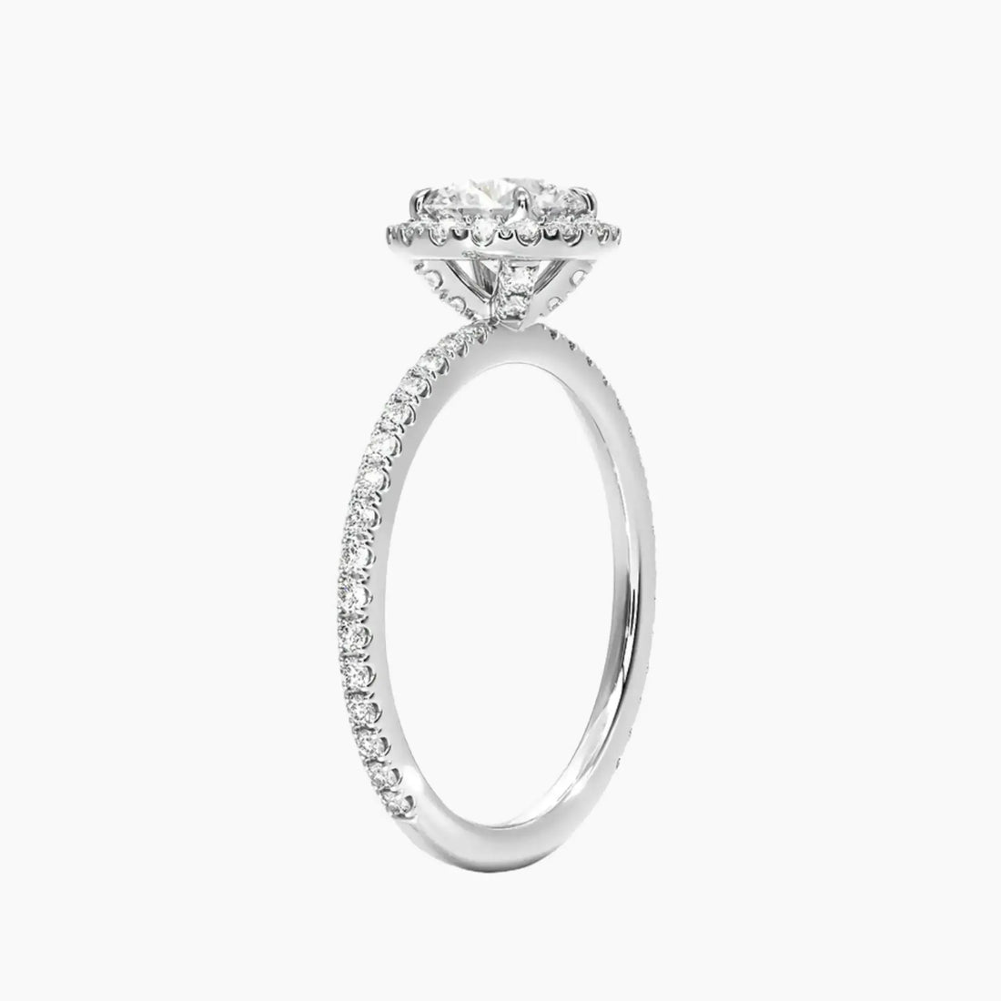 Cassiopeia Pave Round Hidden Halo 3 Carat Lab Grown Diamond Engagement Ring in 18K Yellow Gold