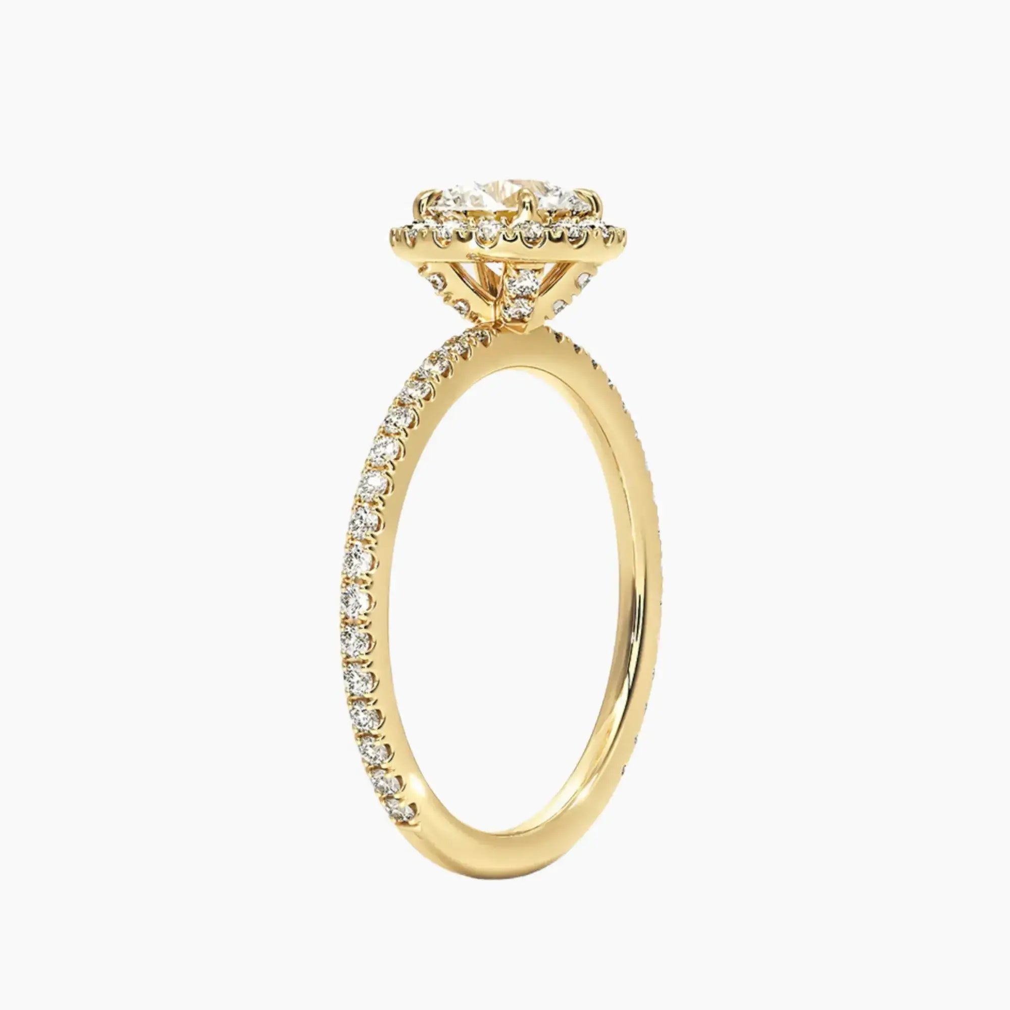 Cassiopeia Pave Round Hidden Halo 1 Carat Lab Grown Diamond Engagement Ring in 18K White Gold