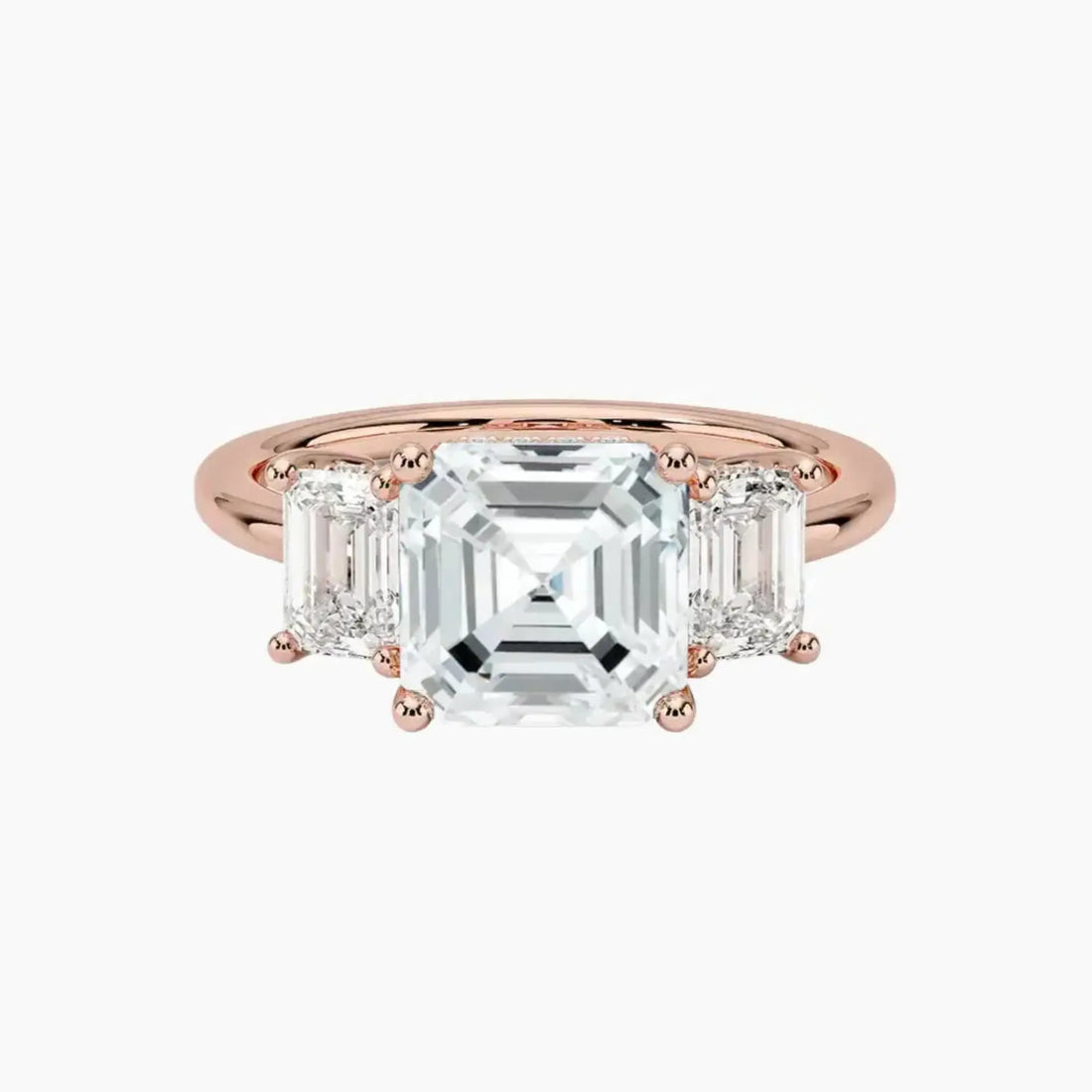 Aurelia Asscher Hidden Halo 3 Carat Lab Grown Diamond Engagement Ring in 18K Yellow Gold