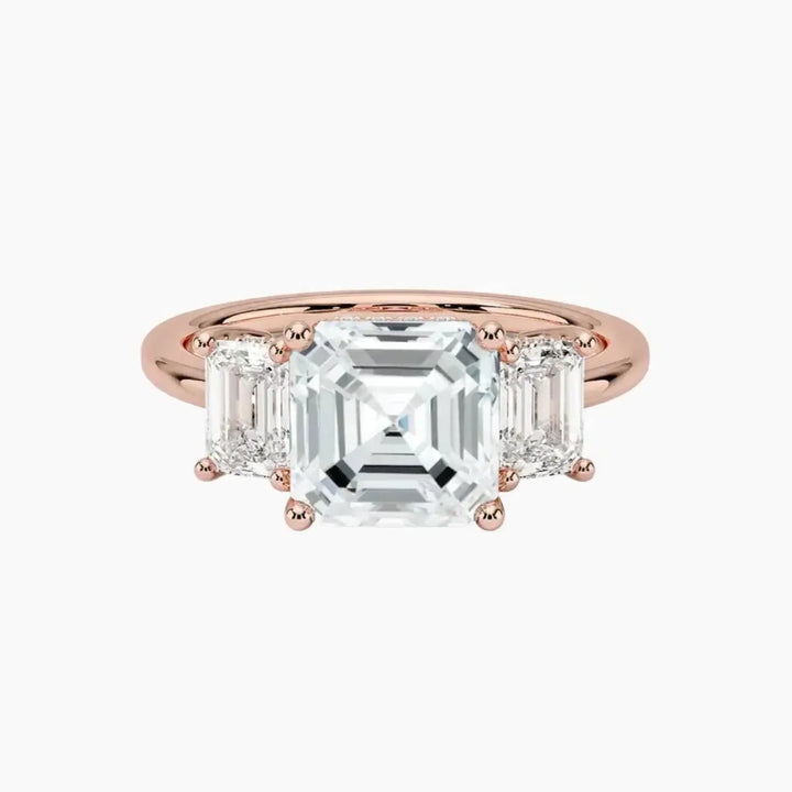 Aurelia Asscher Hidden Halo 1 Carat Lab Grown Diamond Engagement Ring in 18K Rose Gold
