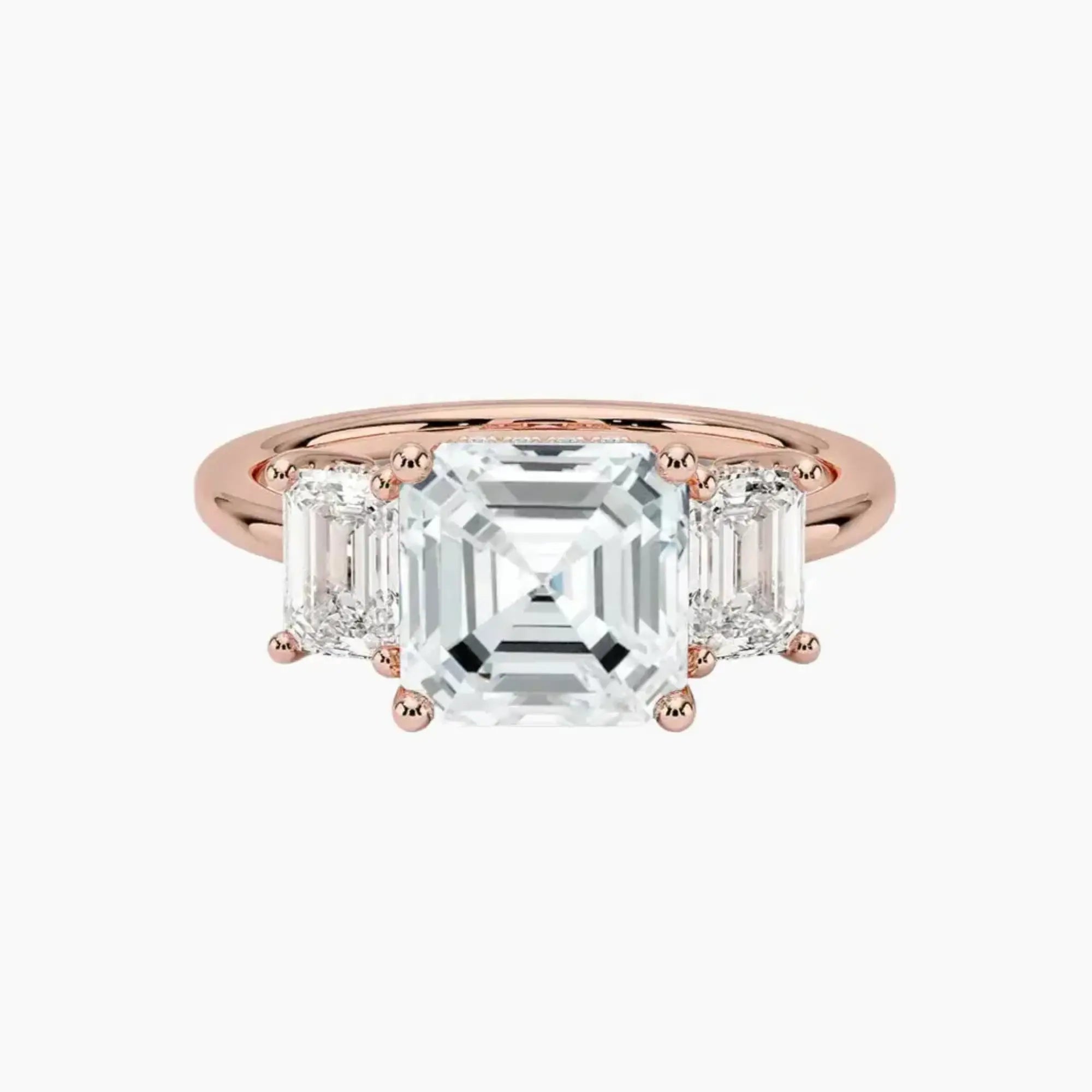 Aurelia Asscher Hidden Halo 2.5 Carat Lab Grown Diamond Engagement Ring in 14K Yellow Gold