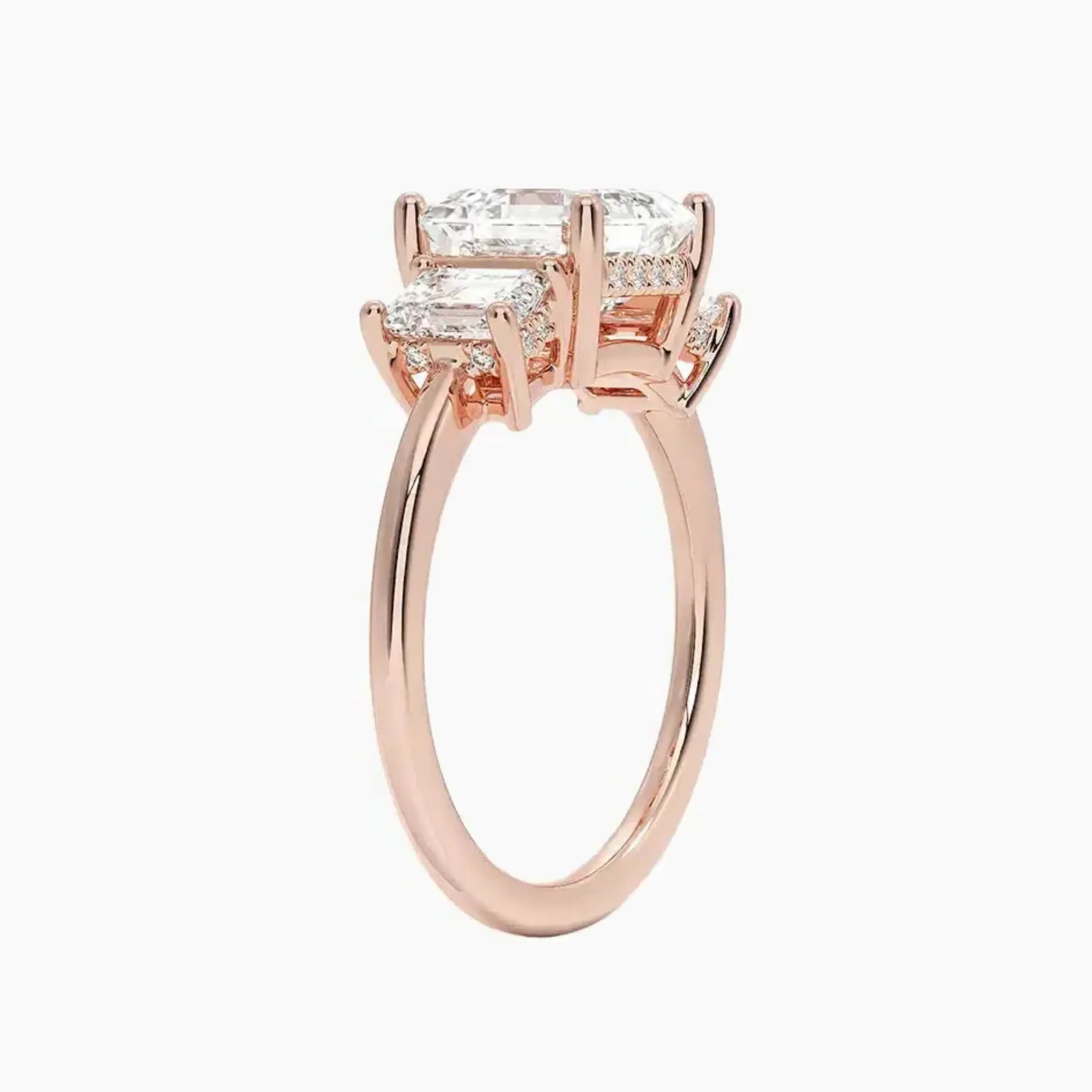 Aurelia Asscher Hidden Halo 3 Carat Lab Grown Diamond Engagement Ring in 18K Rose Gold