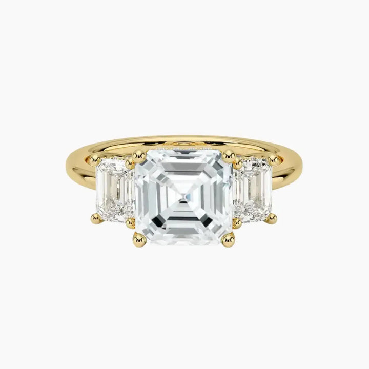 Aurelia Asscher Hidden Halo 1.5 Carat Lab Grown Diamond Engagement Ring in 18K Yellow Gold