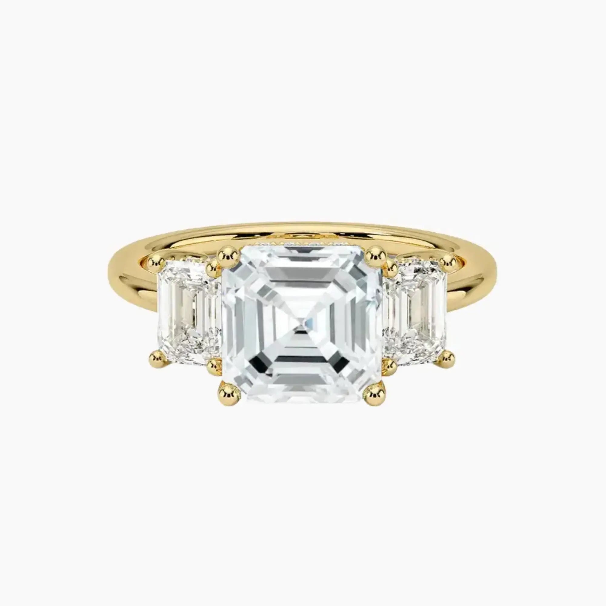Aurelia Asscher Hidden Halo Diamond Ring Setting in 14K Yellow Gold