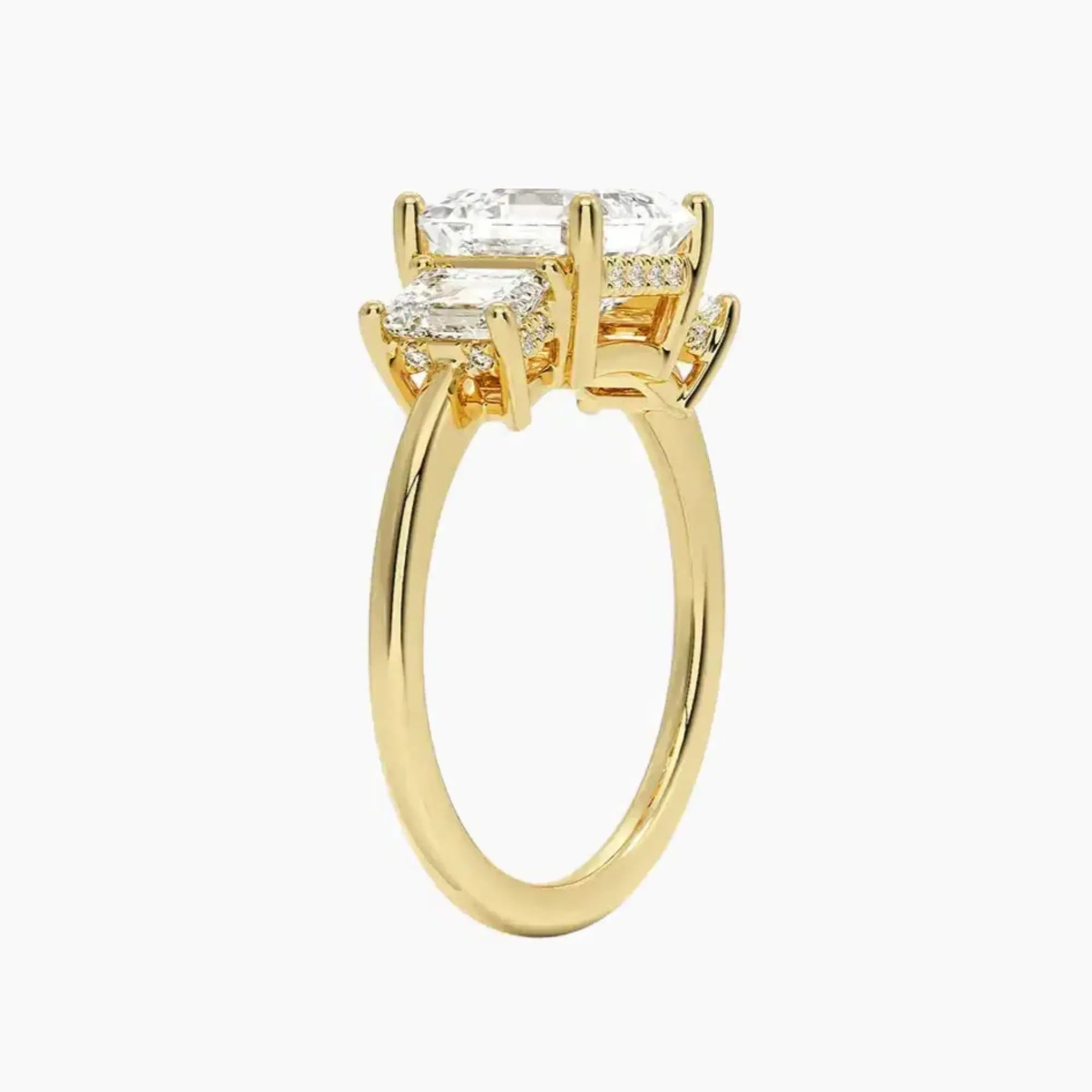 Aurelia Asscher Hidden Halo 2.5 Carat Lab Grown Diamond Engagement Ring in 14K Rose Gold