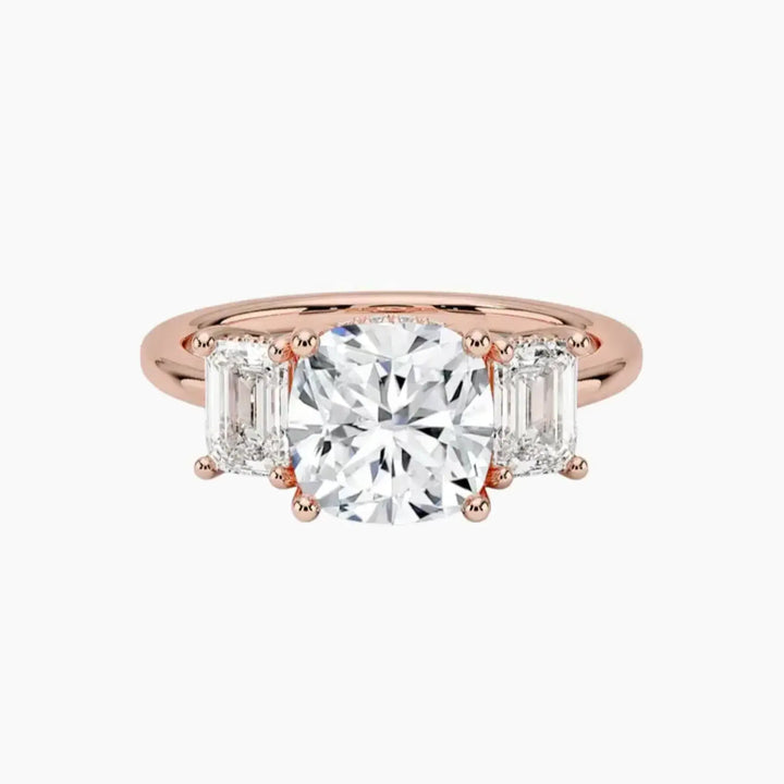 Aurelia Cushion Hidden Halo 3 Carat Lab Grown Diamond Engagement Ring in 18K Rose Gold
