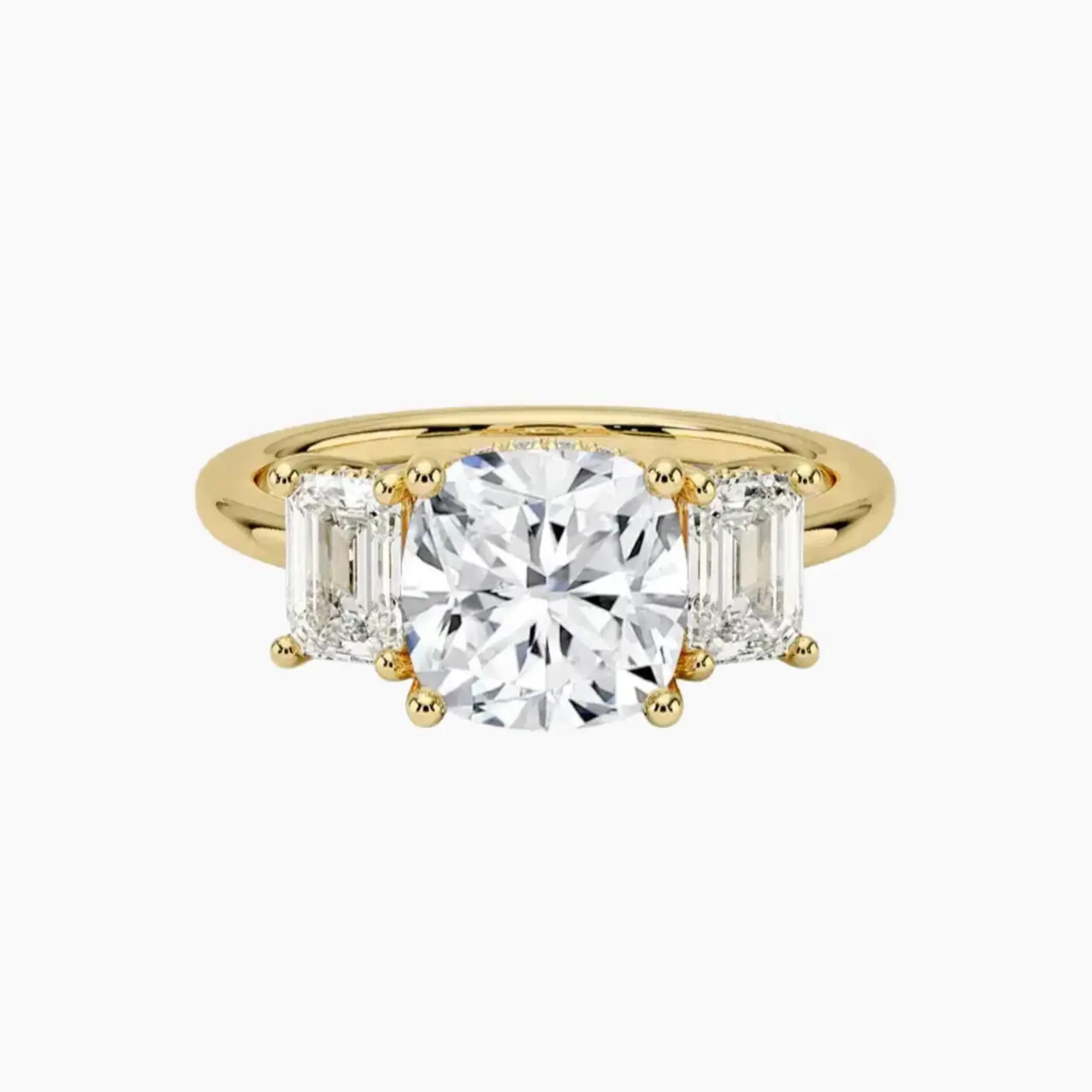 Aurelia Cushion Hidden Halo Diamond Ring Setting in 14K Yellow Gold