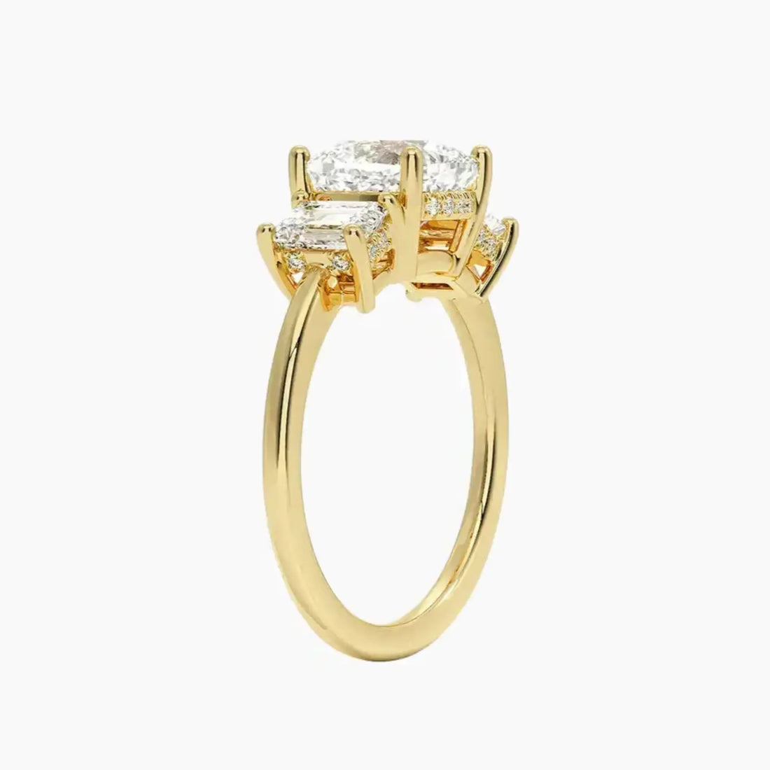 Aurelia Cushion Hidden Halo Diamond Ring Setting in 14K Yellow Gold