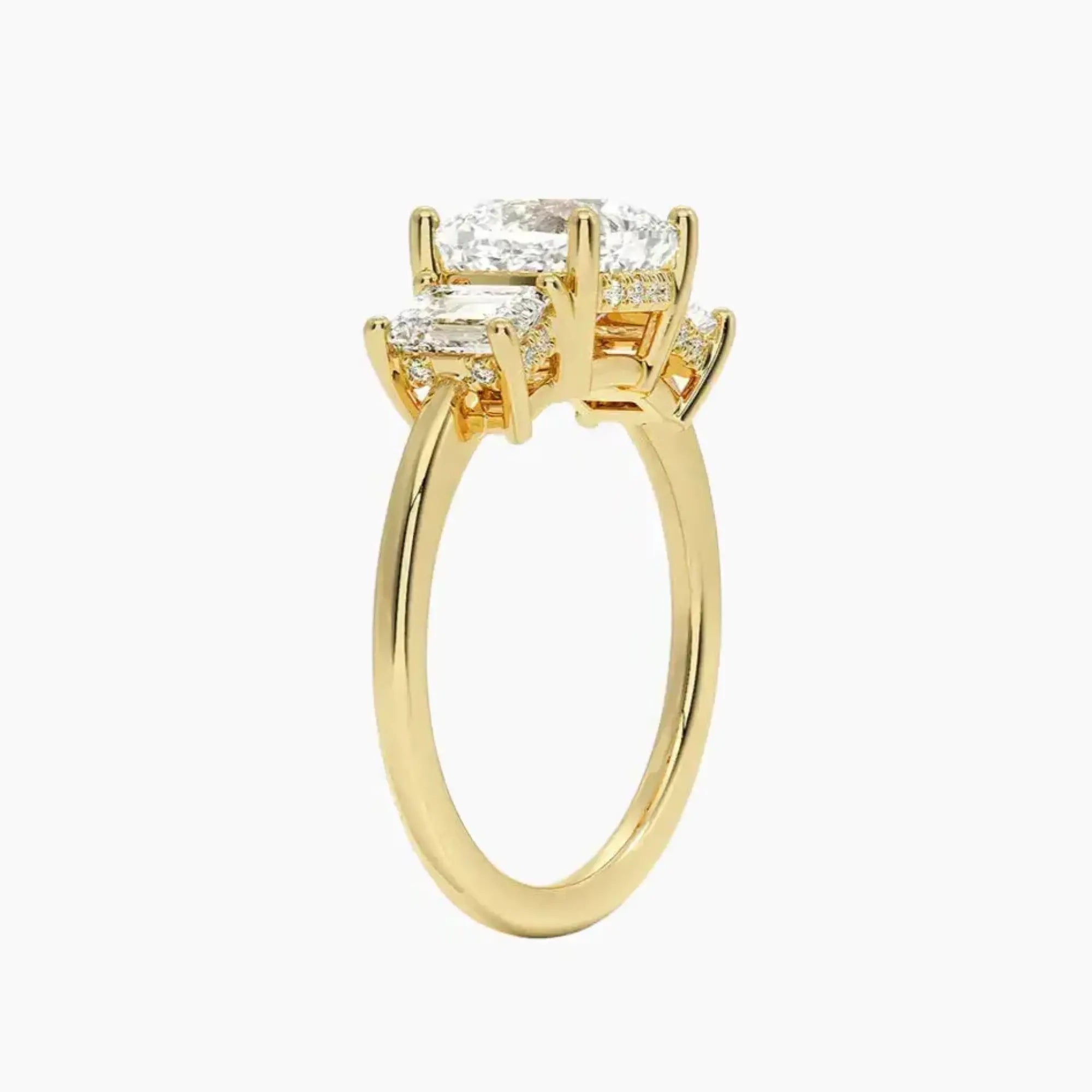 Aurelia Cushion Hidden Halo 3 Carat Lab Grown Diamond Engagement Ring in 18K Rose Gold