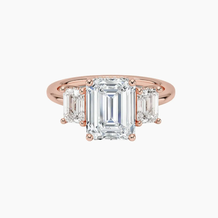 Aurelia Emerald Hidden Halo 3 Carat Lab Grown Diamond Engagement Ring in 18K Rose Gold
