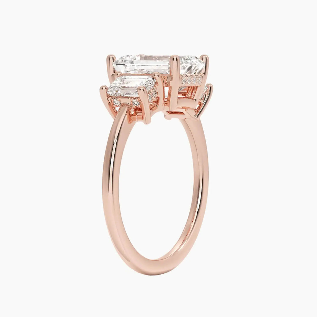 Aurelia Emerald Hidden Halo 2 Carat Lab Grown Diamond Engagement Ring in 18K Rose Gold