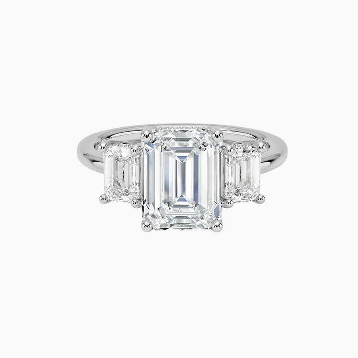 Aurelia Emerald Hidden Halo 2 Carat Lab Grown Diamond Engagement Ring in 18K White Gold