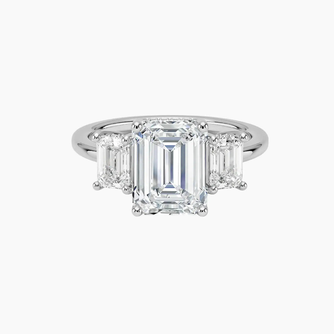 Aurelia Emerald Hidden Halo 3 Carat Lab Grown Diamond Engagement Ring in 14K White Gold