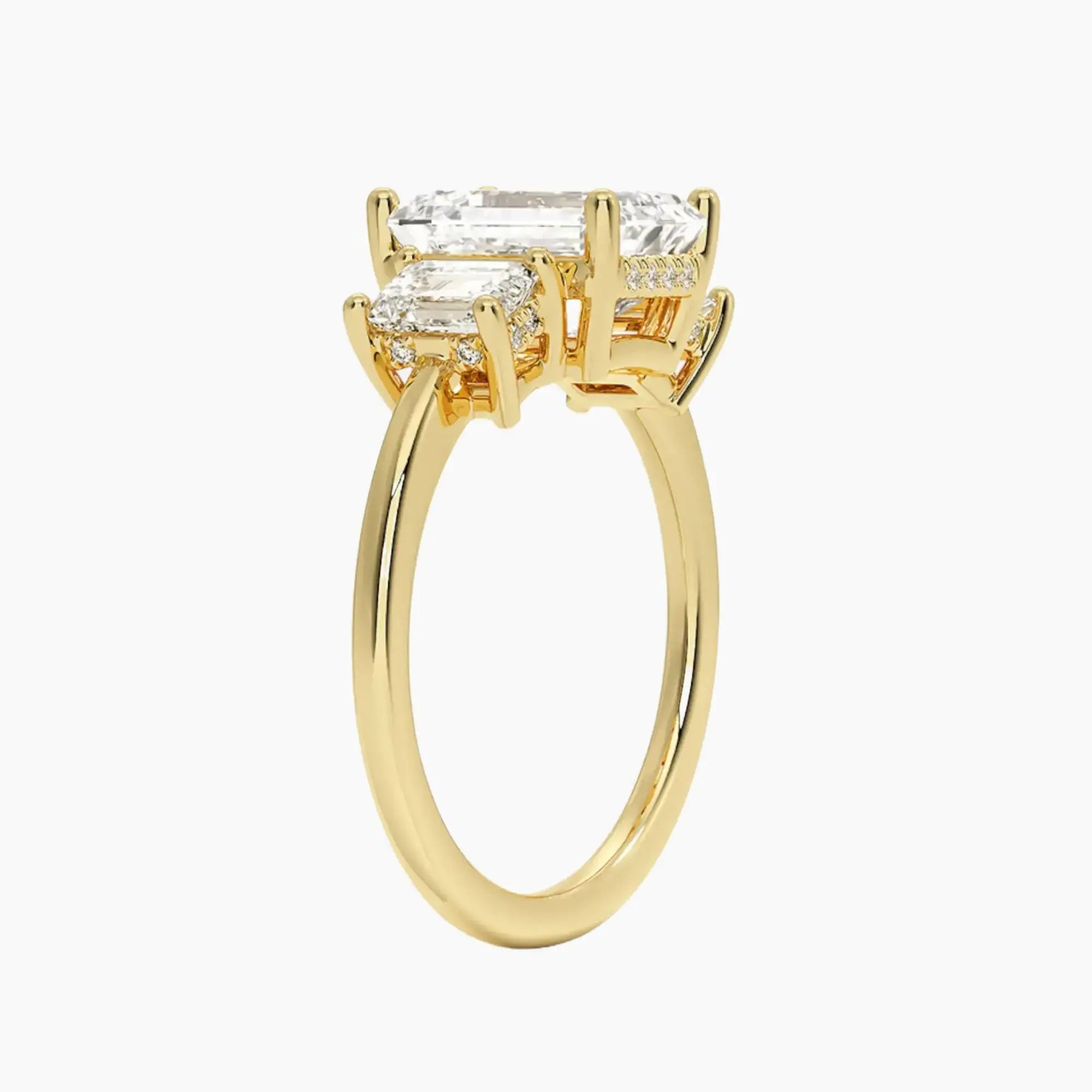 Aurelia Emerald Hidden Halo 2.5 Carat Lab Grown Diamond Engagement Ring in 18K White Gold