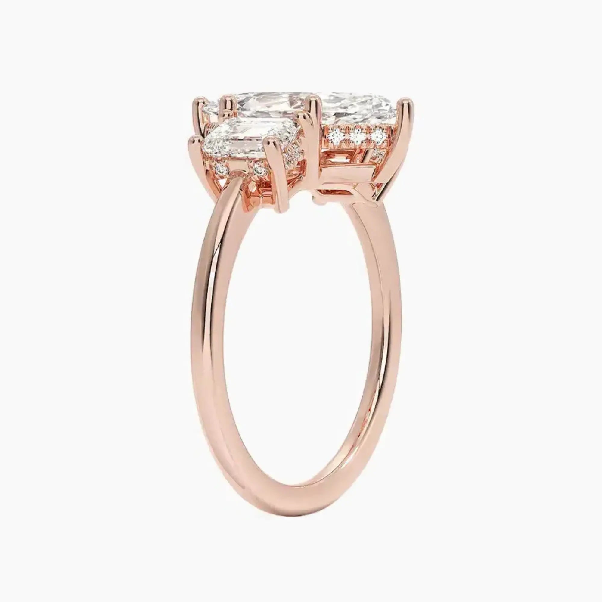 Aurelia Marquise Hidden Halo Diamond Ring Setting in 14K Rose Gold