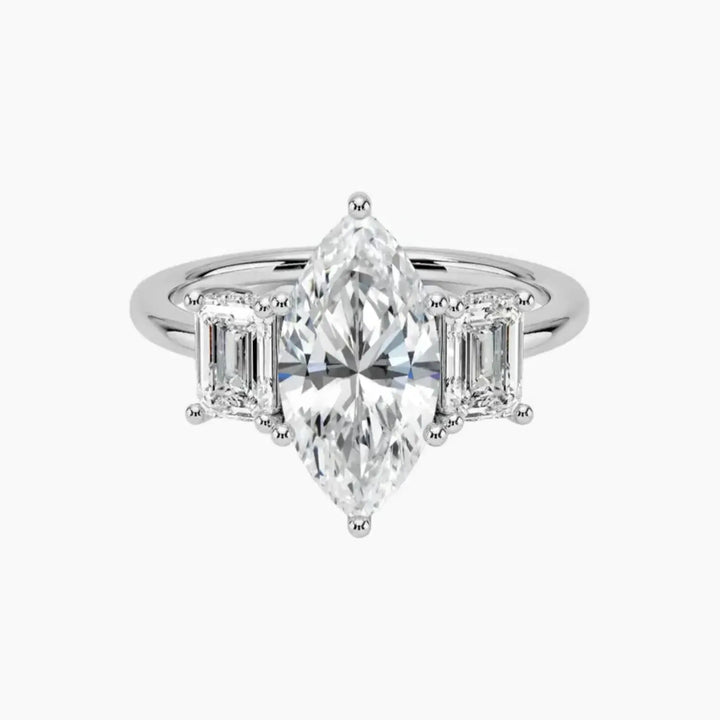 Aurelia Marquise Hidden Halo 2.5 Carat Lab Grown Diamond Engagement Ring in 14K White Gold