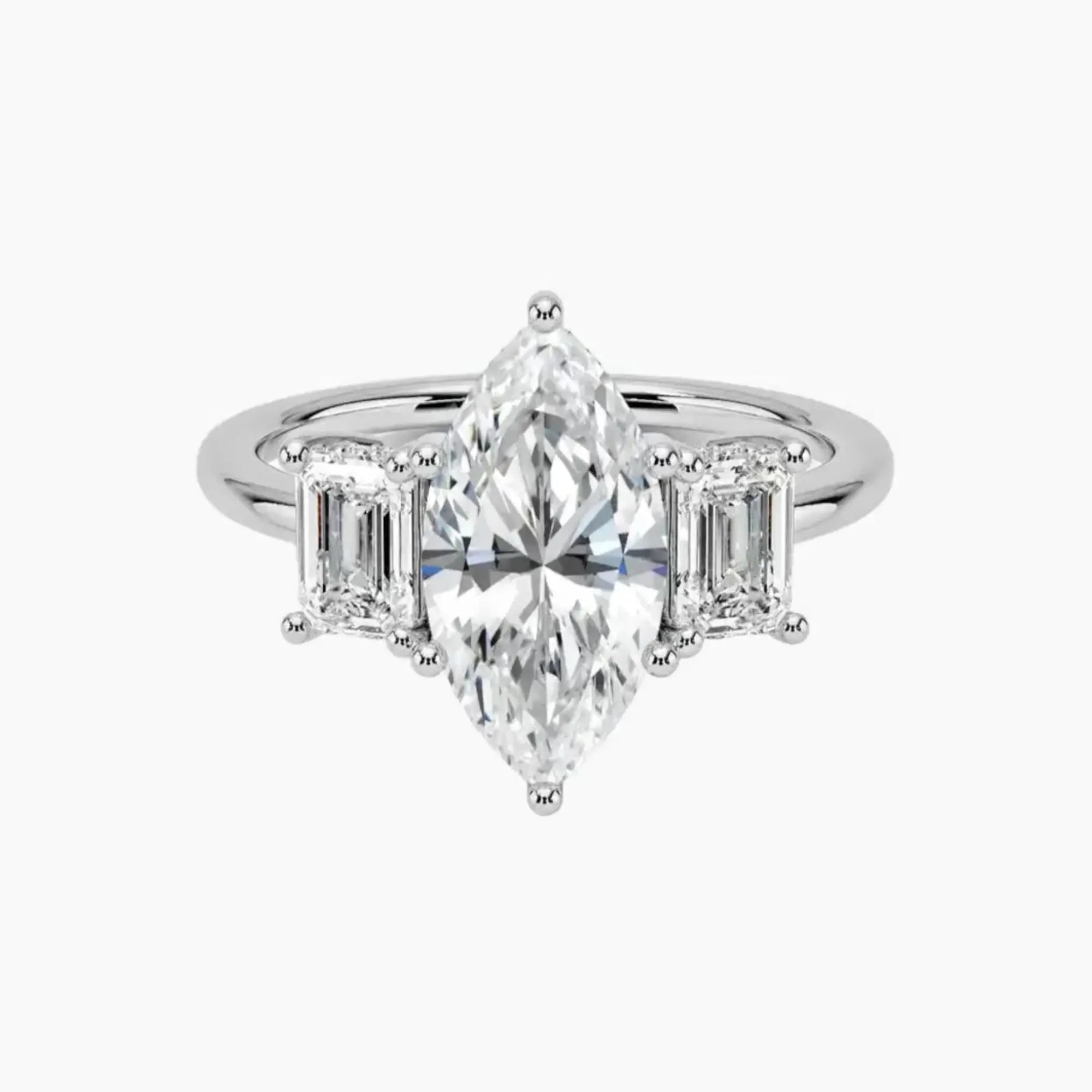 Aurelia Marquise Hidden Halo 3 Carat Lab Grown Diamond Engagement Ring in 18K White Gold
