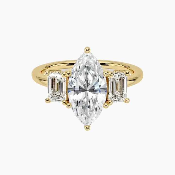 Aurelia Marquise Hidden Halo 2 Carat Lab Grown Diamond Engagement Ring in 18K Yellow Gold