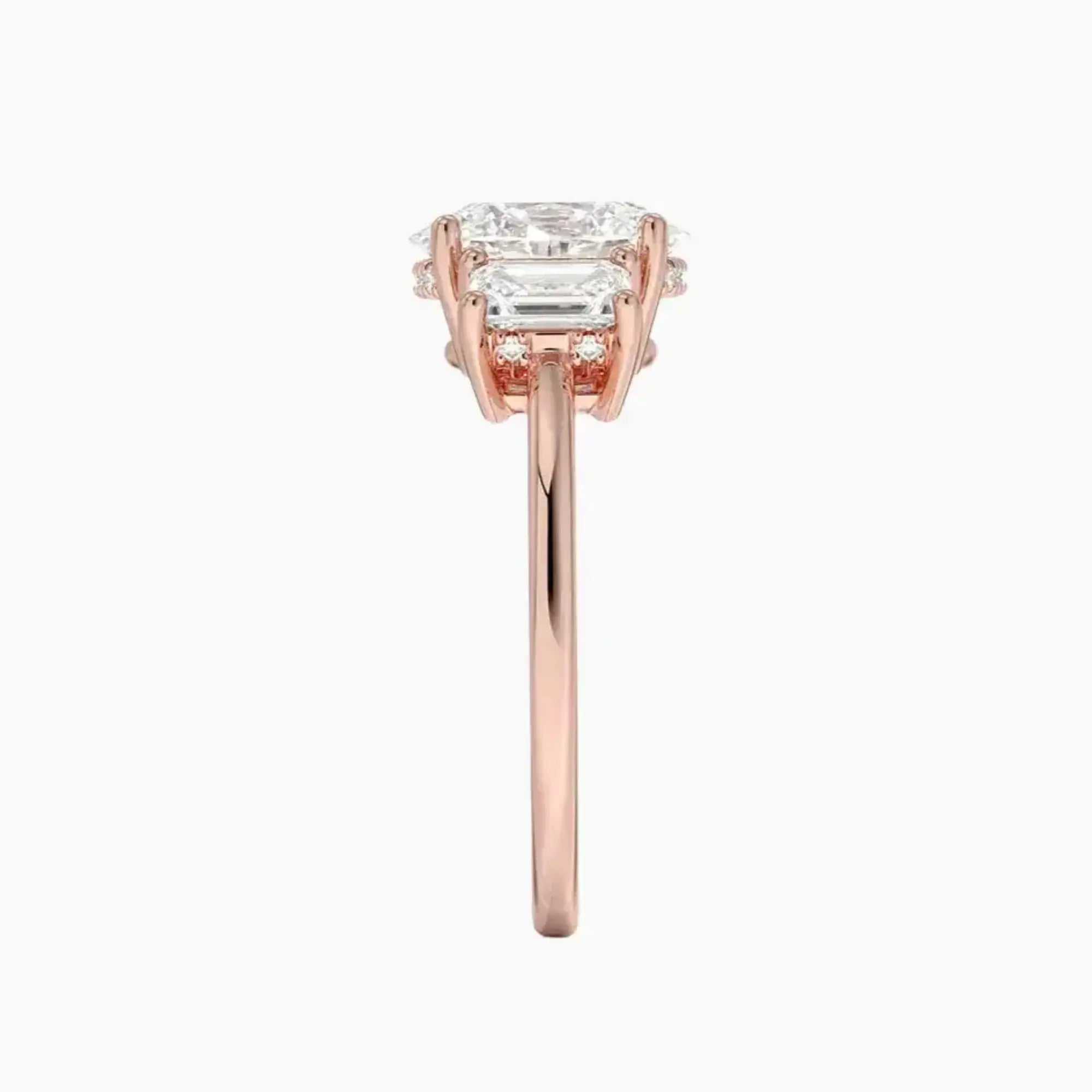 Aurelia Oval Hidden Halo 2.5 Carat Lab Grown Diamond Engagement Ring in 18K Rose Gold