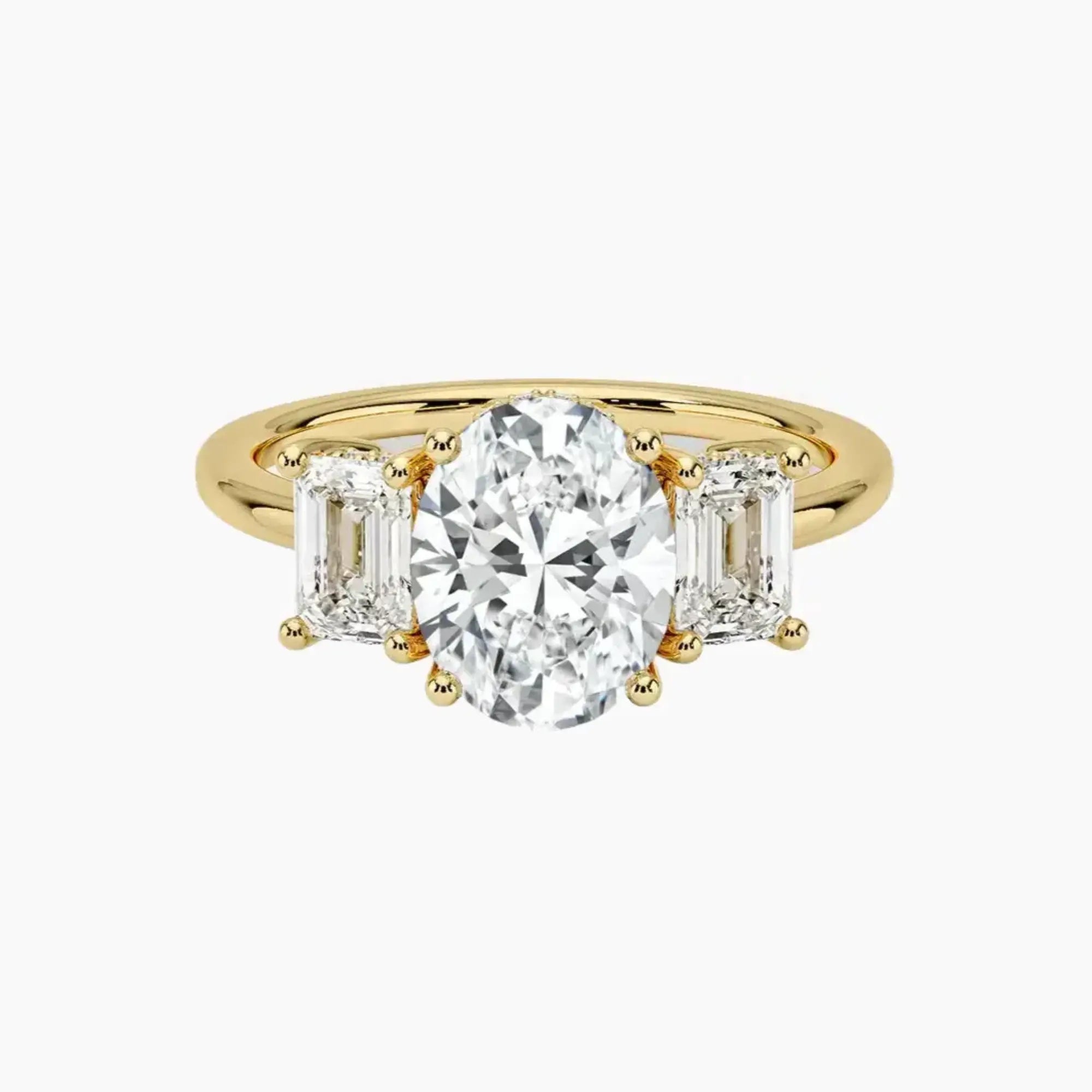 Aurelia Oval Hidden Halo 2 Carat Lab Grown Diamond Engagement Ring in 18K Yellow Gold