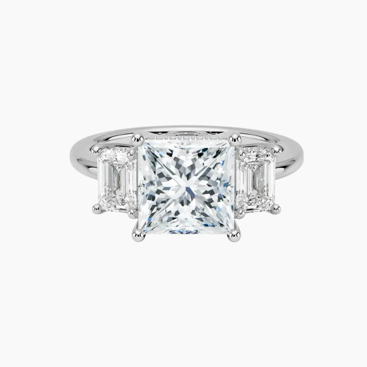Aurelia Princess Hidden Halo 2 Carat Lab Grown Diamond Engagement Ring in 18K White Gold