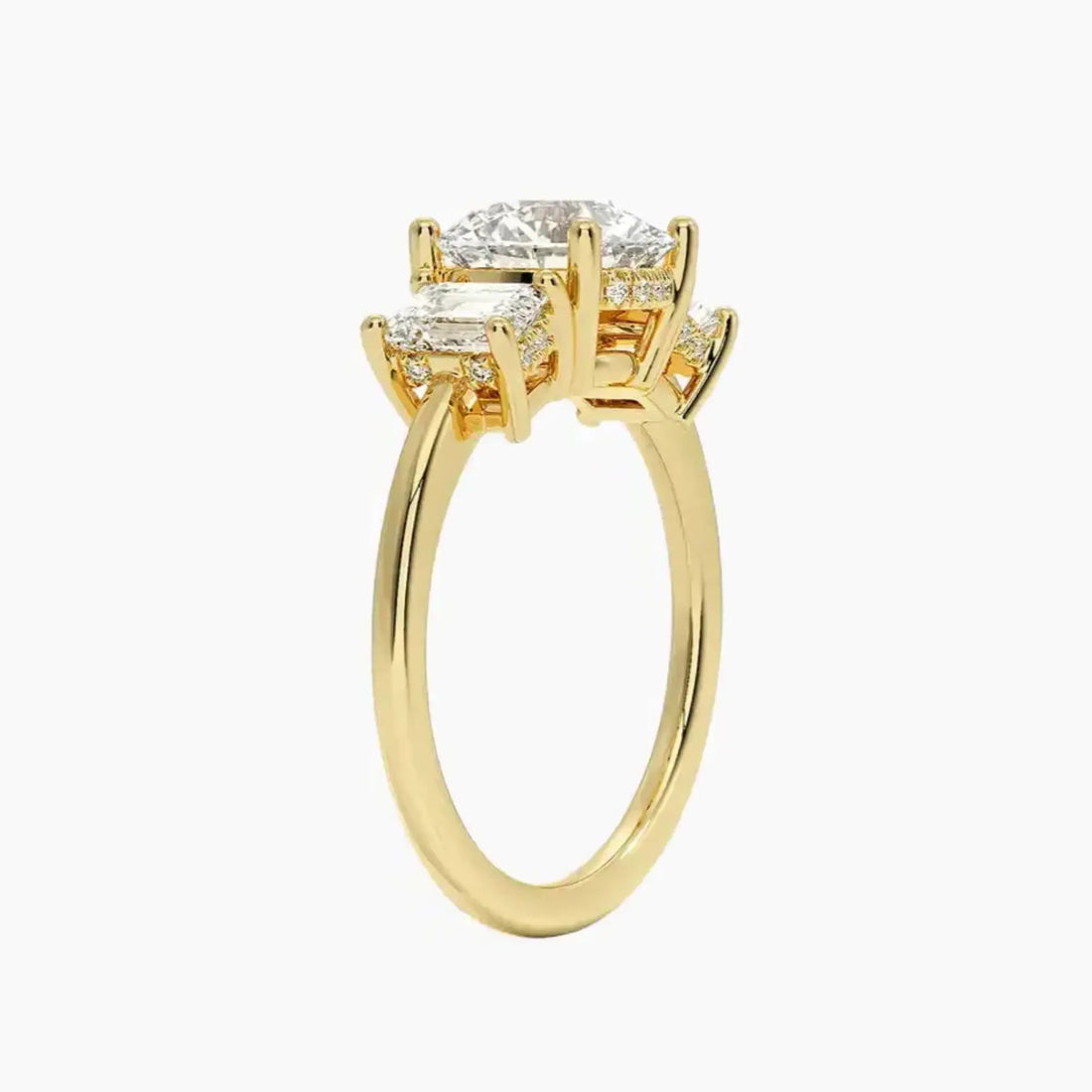 Aurelia Round Hidden Halo 2 Carat Lab Grown Diamond Engagement Ring in 18K Yellow Gold