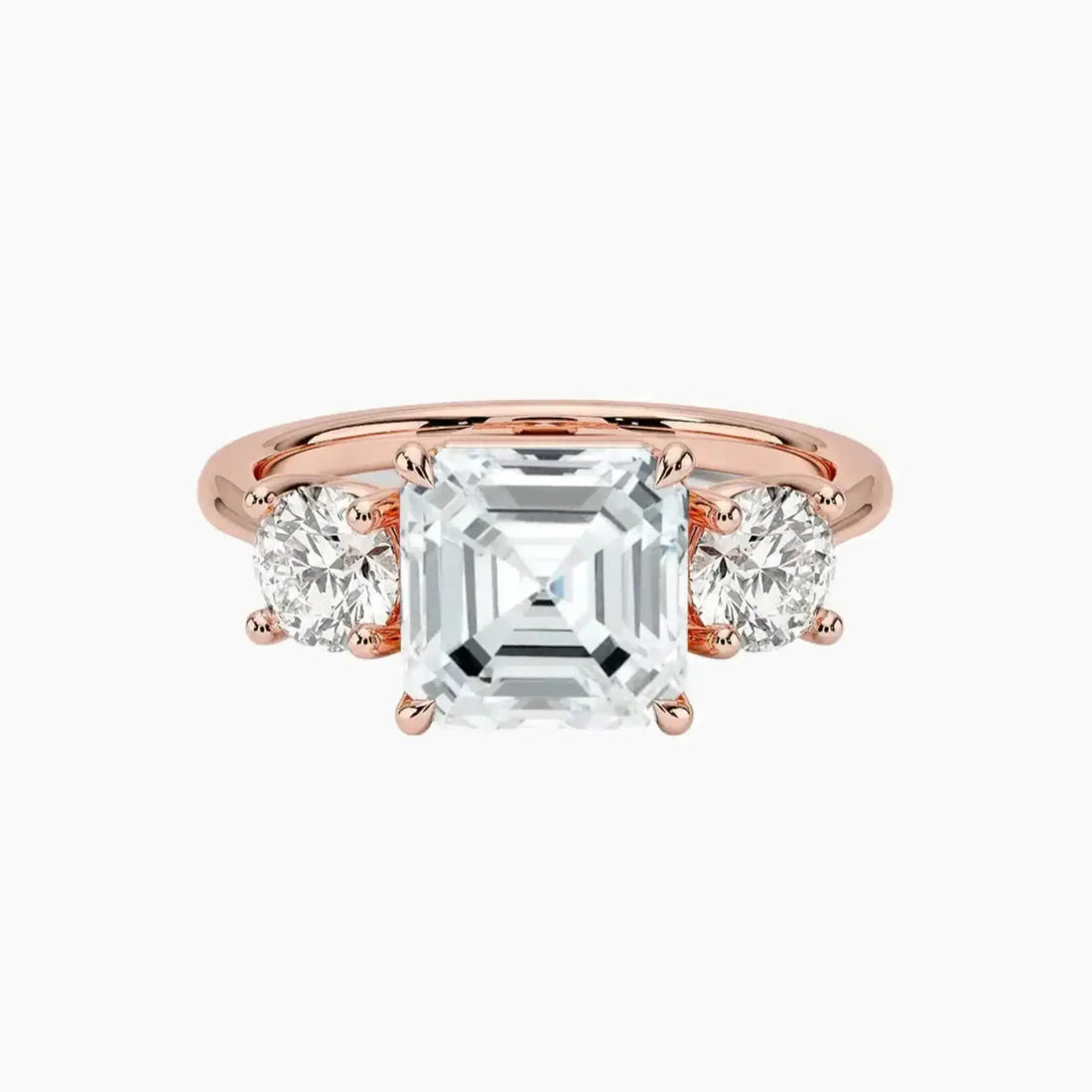 Seraphina Asscher Three Stone 1.5 Carat Lab Grown Diamond Engagement Ring in 18K White Gold