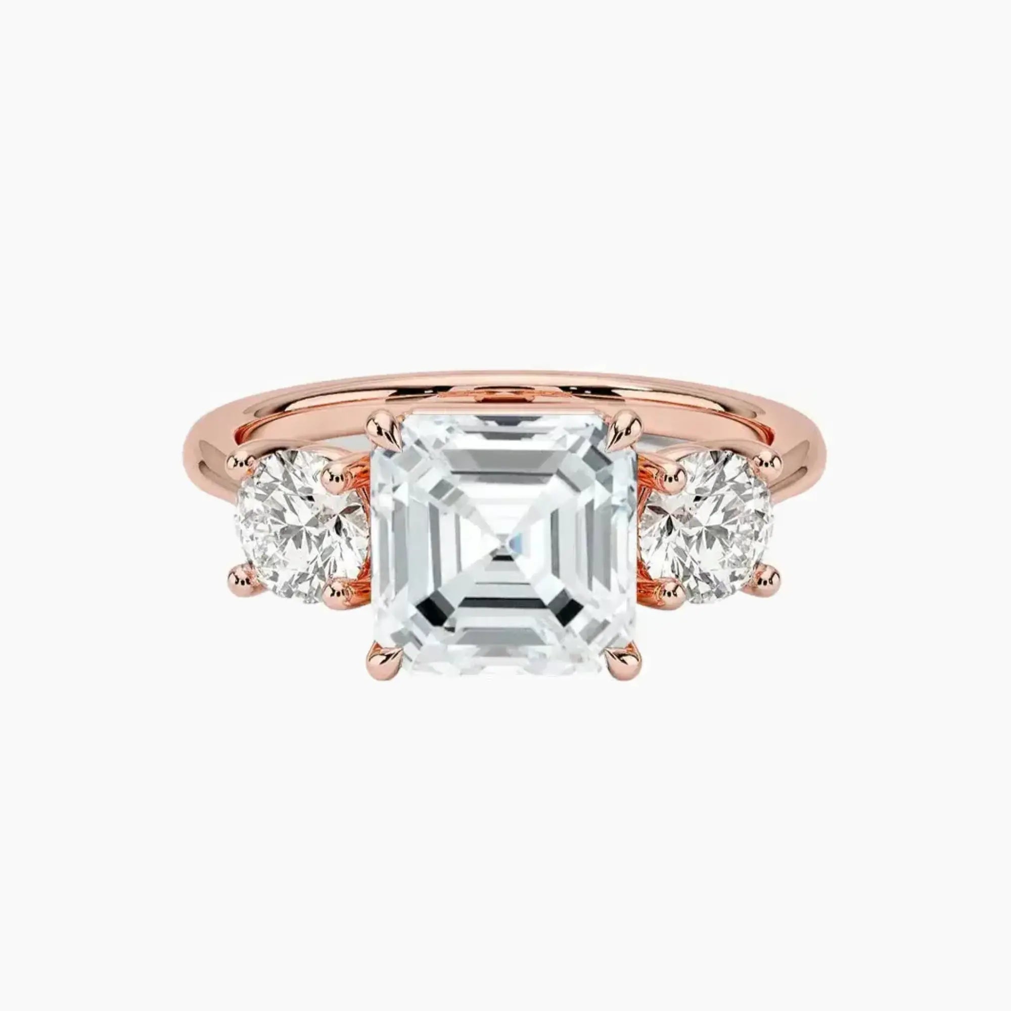 Seraphina Asscher Three Stone Diamond Ring Setting in 14K White Gold