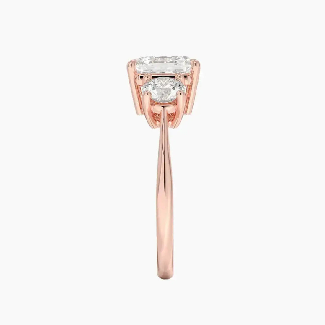 Seraphina Asscher Three Stone 3 Carat Lab Grown Diamond Engagement Ring in 14K Rose Gold