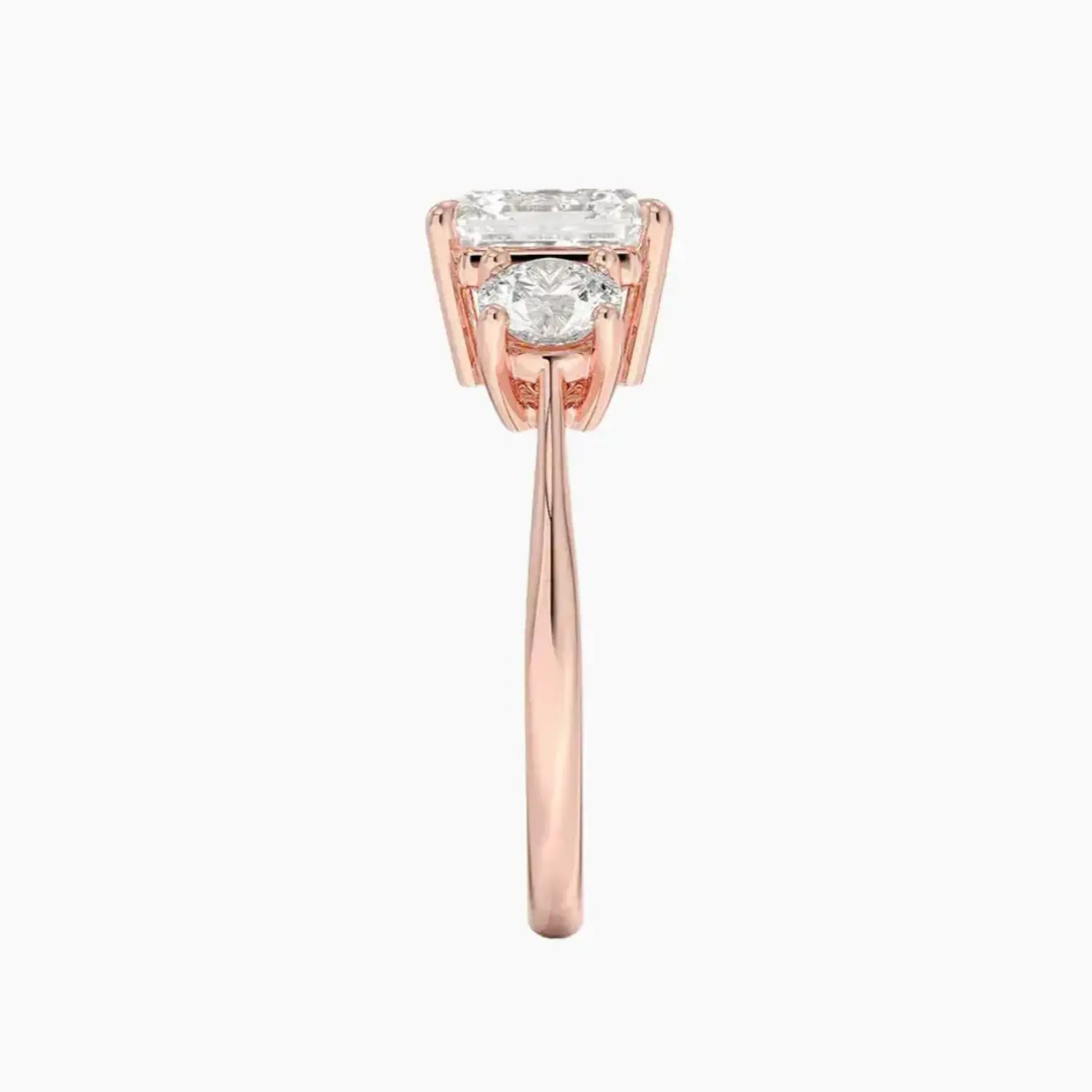 Seraphina Asscher Three Stone 3 Carat Lab Grown Diamond Engagement Ring in 18K White Gold