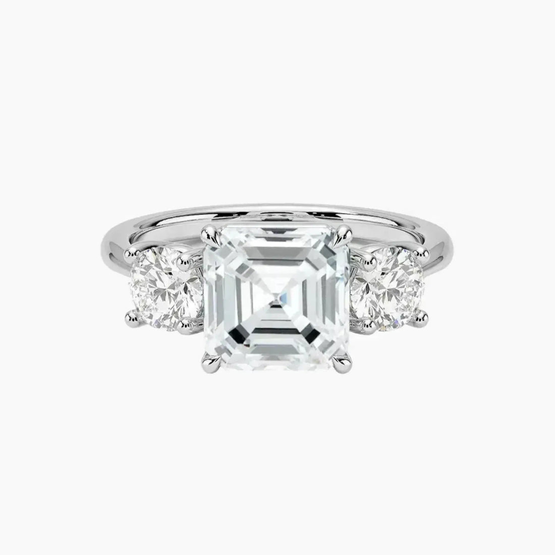 Seraphina Asscher Three Stone Diamond Ring Setting in 14K Yellow Gold